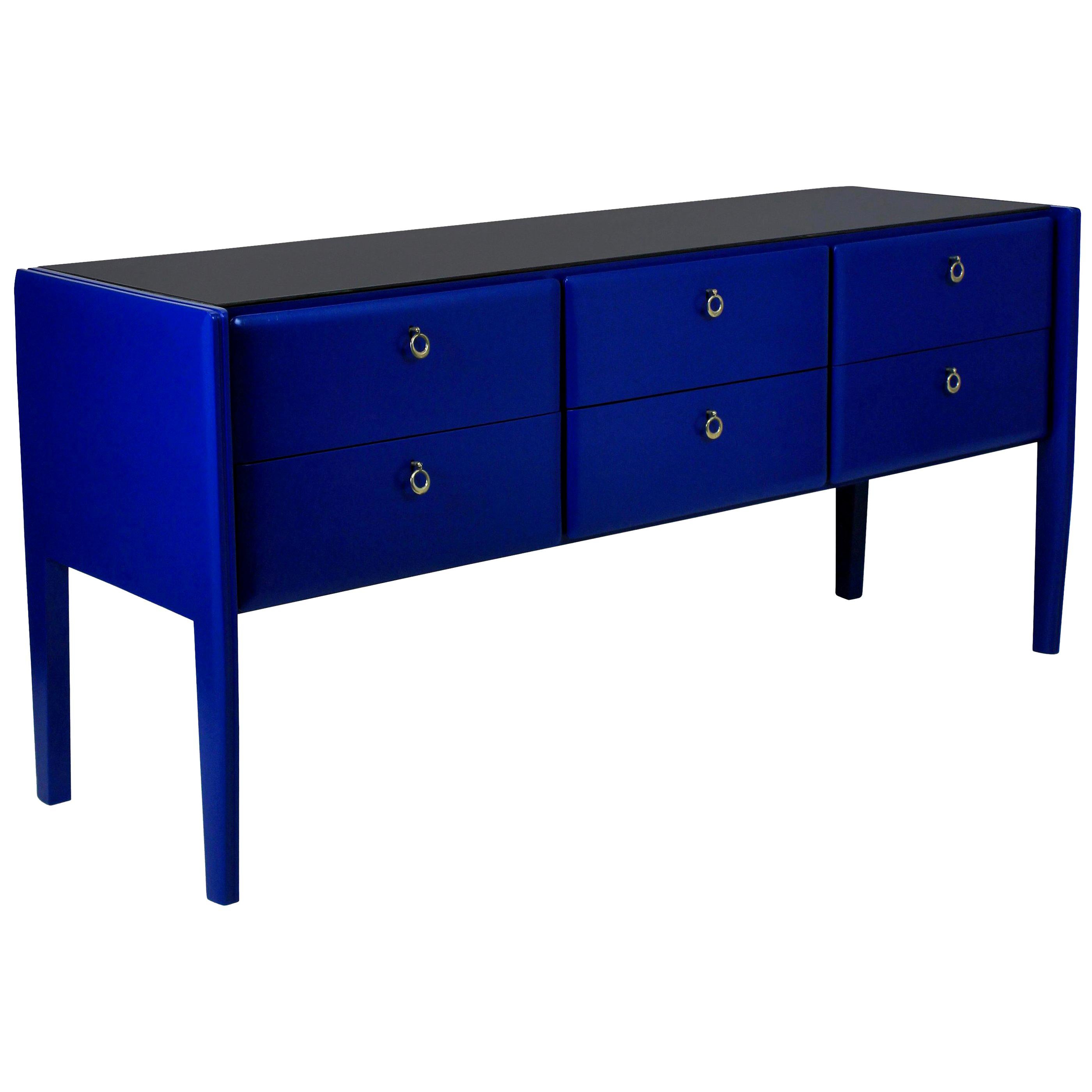 Stunning Midcentury Credenza in Cobalt Blue Lacquer