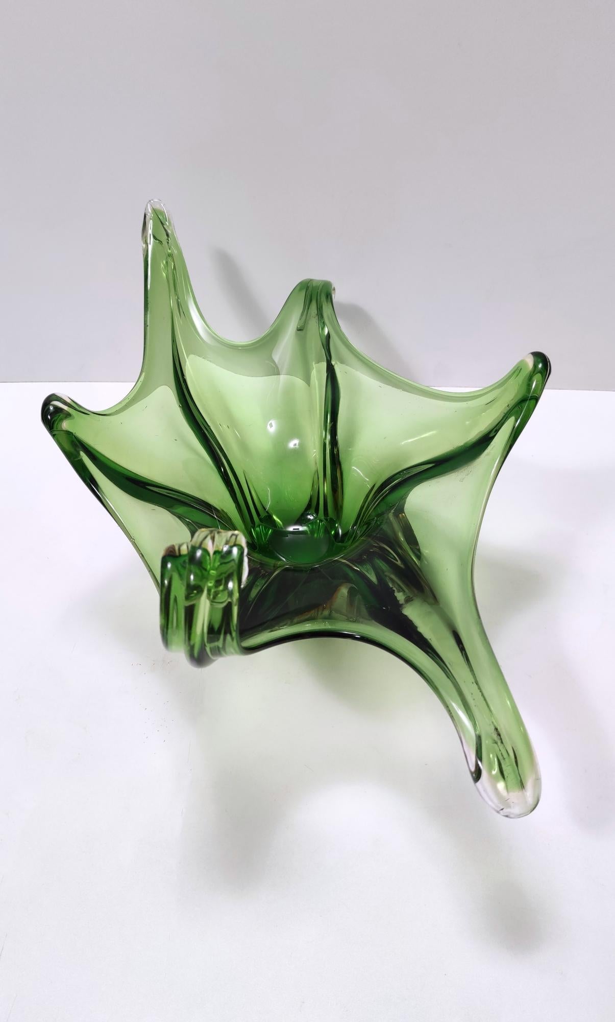 Stunning Vintage Green Murano Glass Bowl or Centerpiece, Italy 4