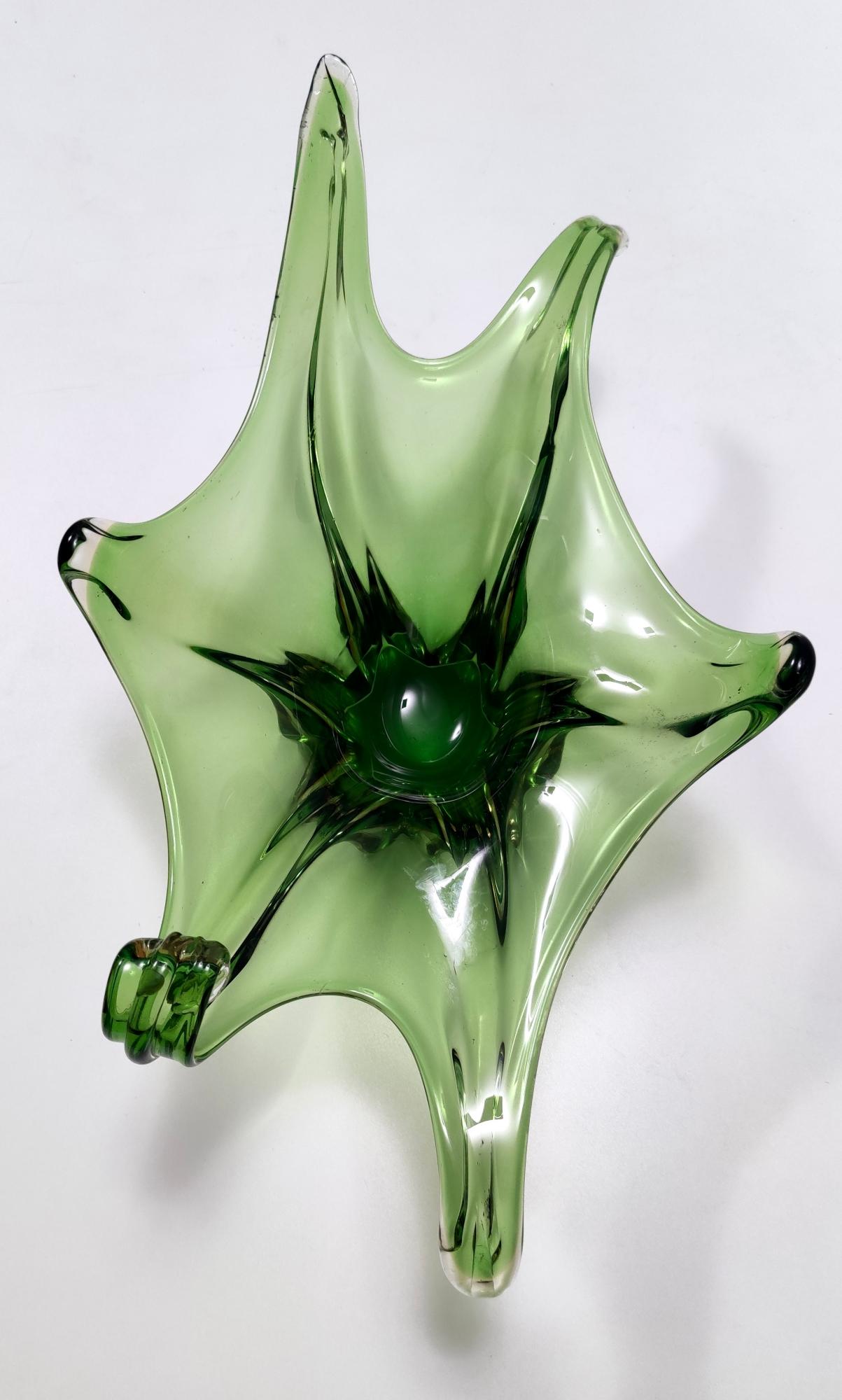 Stunning Vintage Green Murano Glass Bowl or Centerpiece, Italy 5