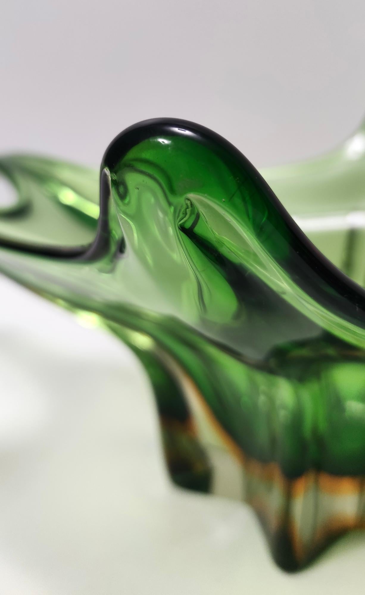 Stunning Vintage Green Murano Glass Bowl or Centerpiece, Italy 7