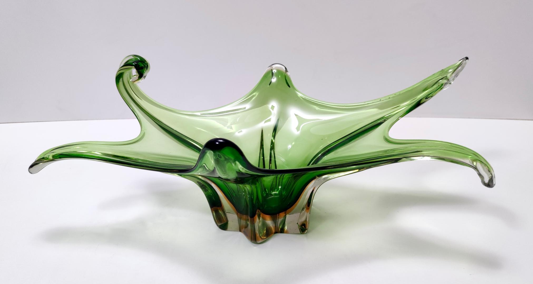 Stunning Vintage Green Murano Glass Bowl or Centerpiece, Italy 1