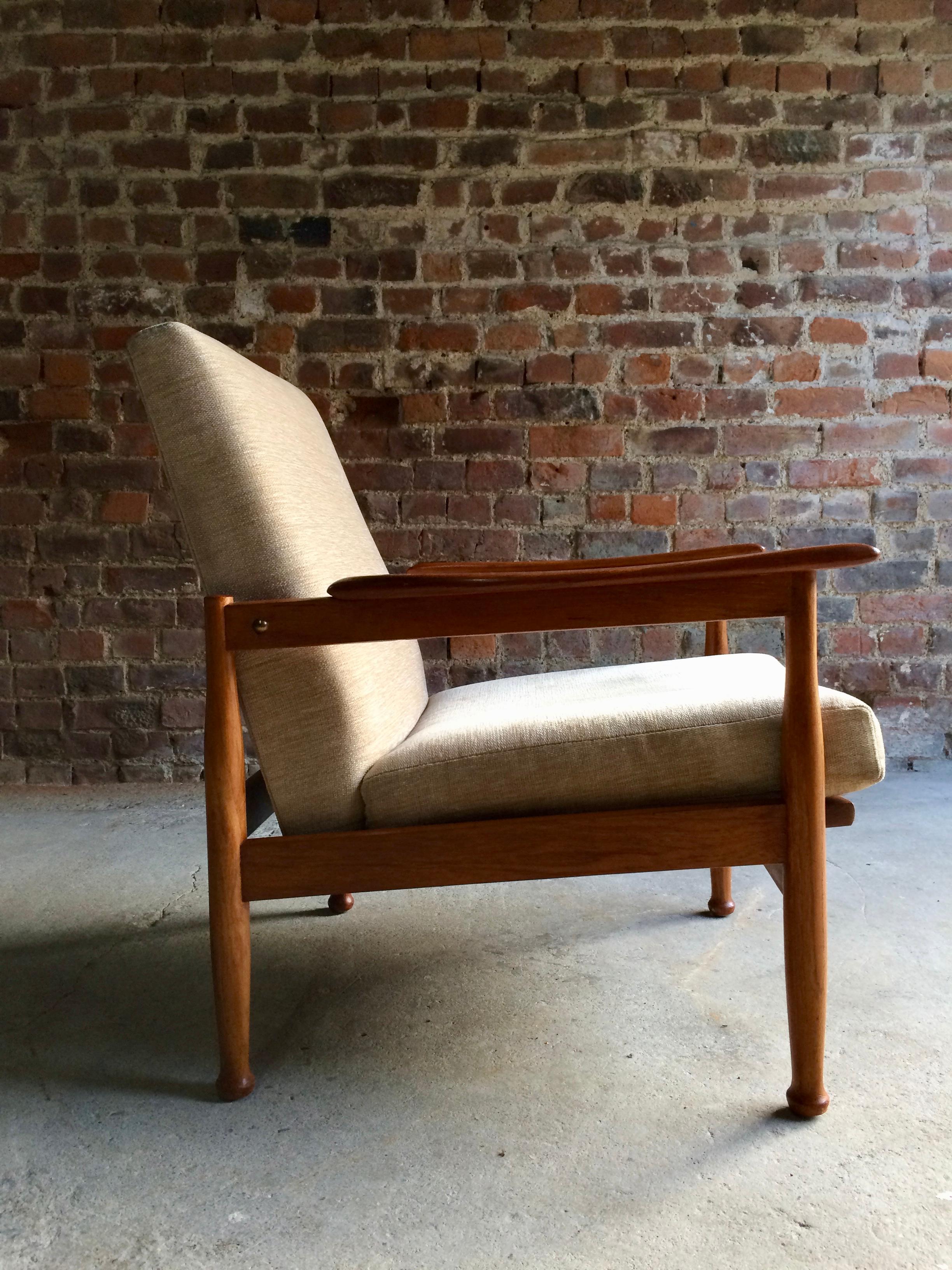 British Stunning Midcentury Guy Rogers Teak Framed Manhattan Armchair, circa 1960s