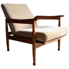 Stunning Midcentury Guy Rogers Teak Framed Manhattan Armchair, circa 1960s