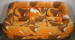 Stunning Midcentury Italian 1P Modern 1970s Pop Mod Sofa Unique Upholstery