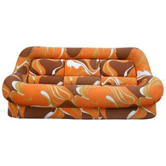 Stunning Midcentury Italian 1P Modern 1970s Pop Mod Sofa Unique Upholstery