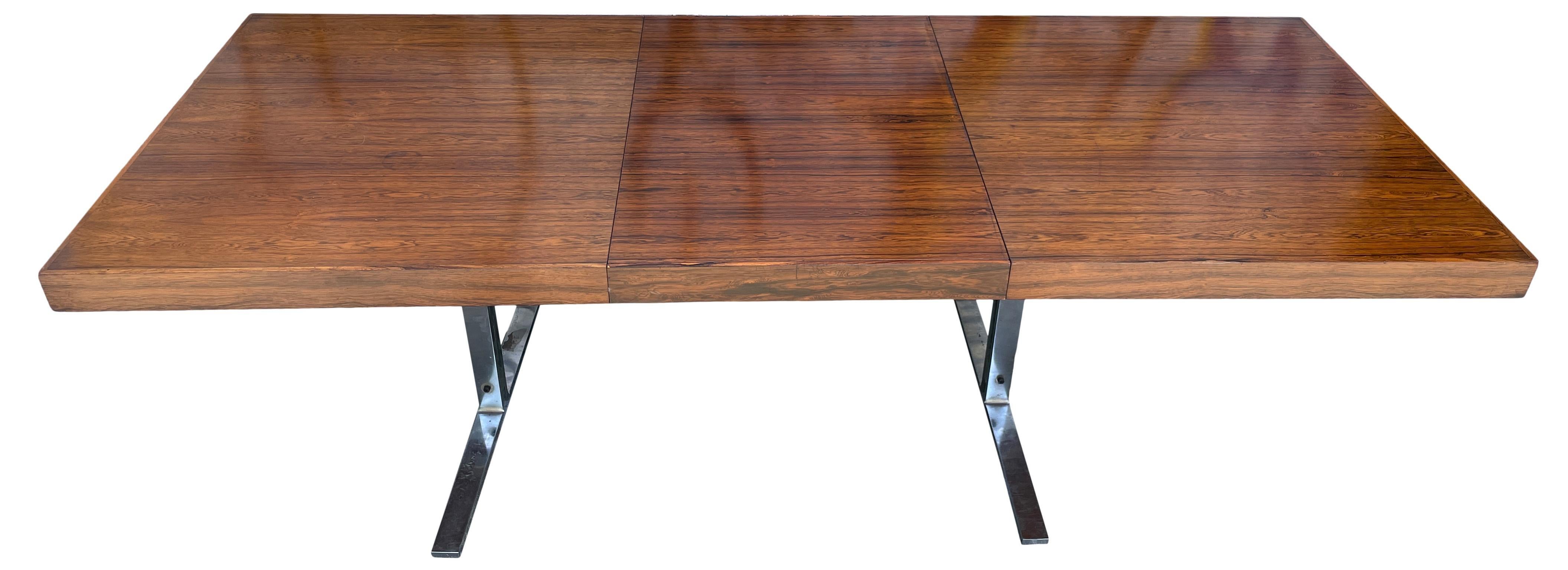 Superbe table de salle à manger minimaliste du milieu du siècle en palissandre 1 feuille de Georg Petersens en vente 2