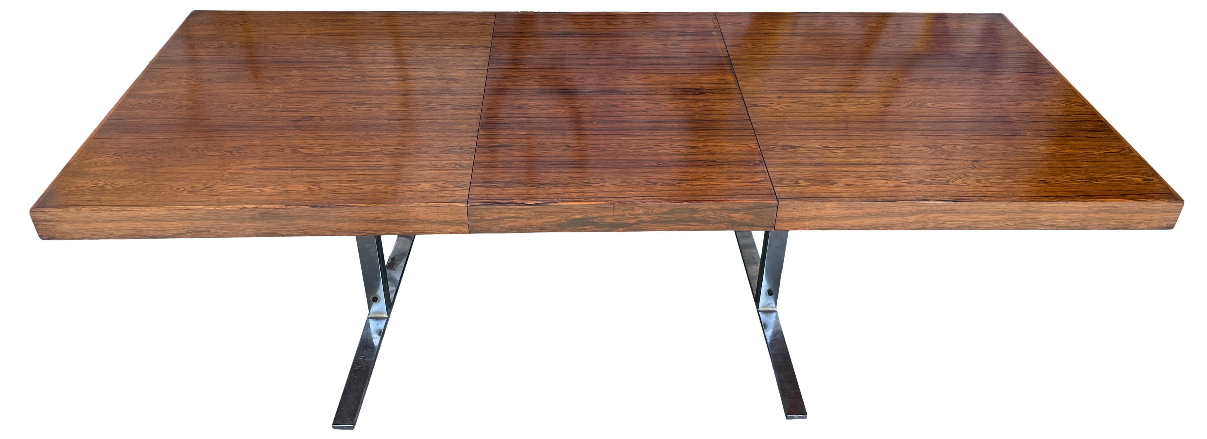 Stunning MidCentury Minimalist Rosewood Dining Table 1 Leaf by Georg Petersens For Sale 3