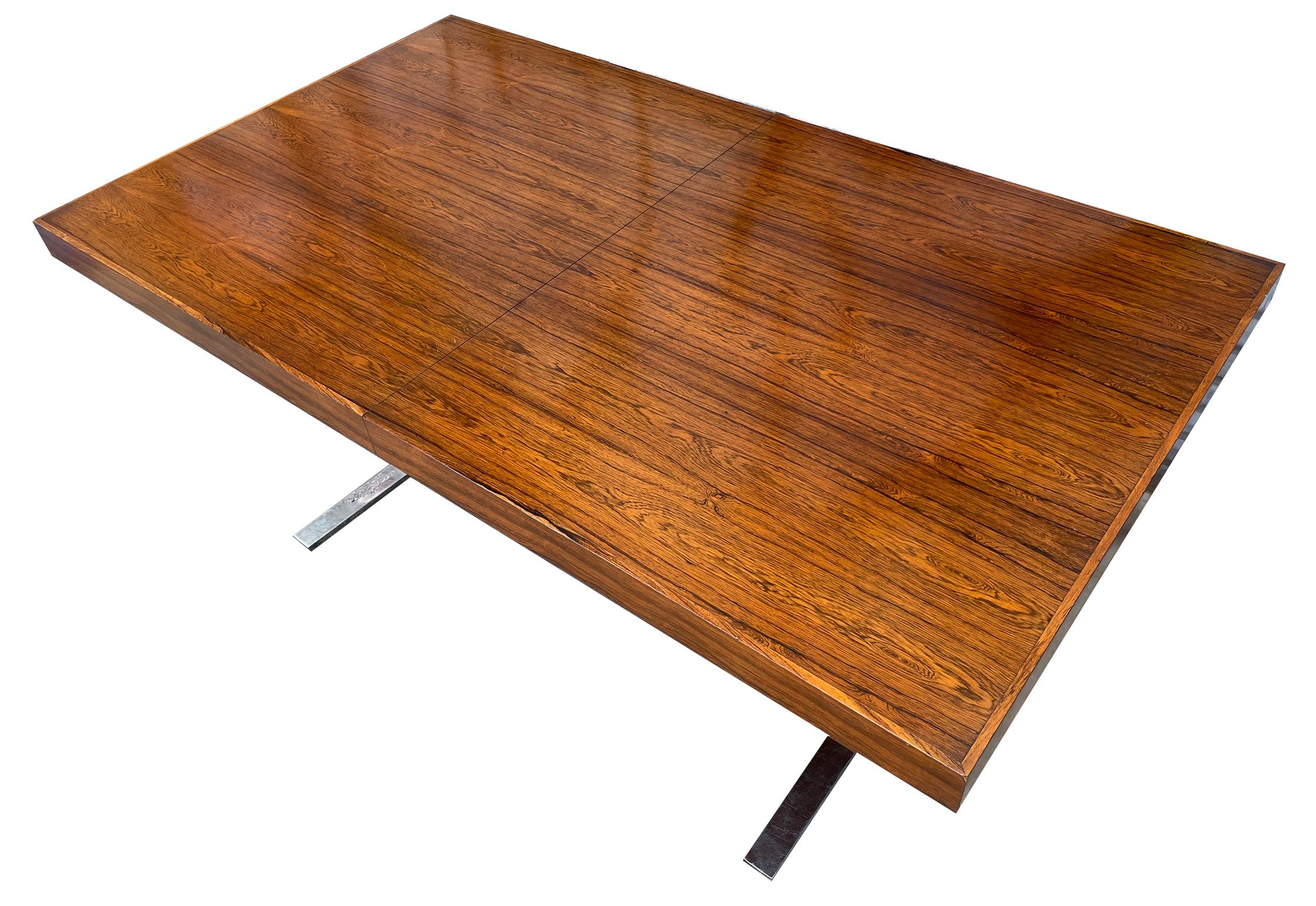 Danish Stunning MidCentury Minimalist Rosewood Dining Table 1 Leaf by Georg Petersens For Sale
