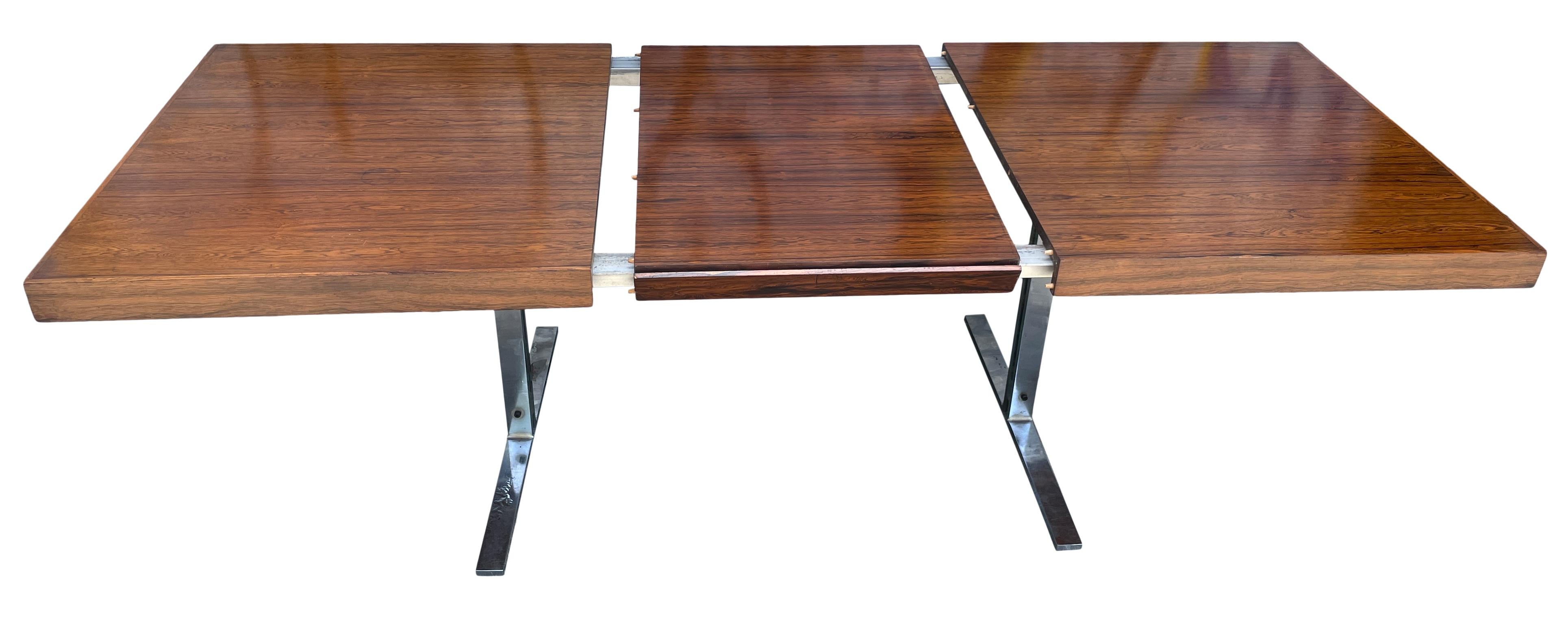 Stunning MidCentury Minimalist Rosewood Dining Table 1 Leaf by Georg Petersens For Sale 2