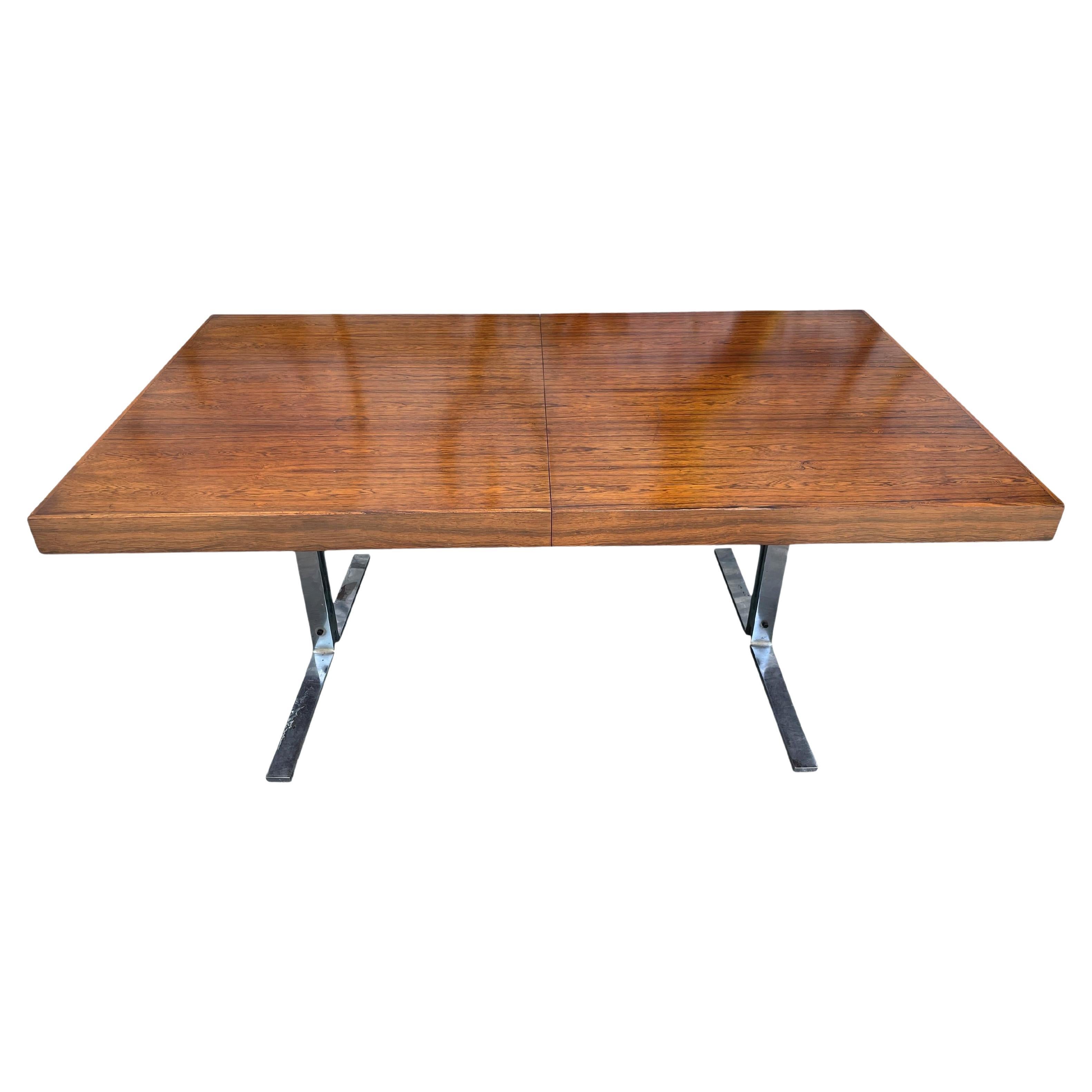Superbe table de salle à manger minimaliste du milieu du siècle en palissandre 1 feuille de Georg Petersens