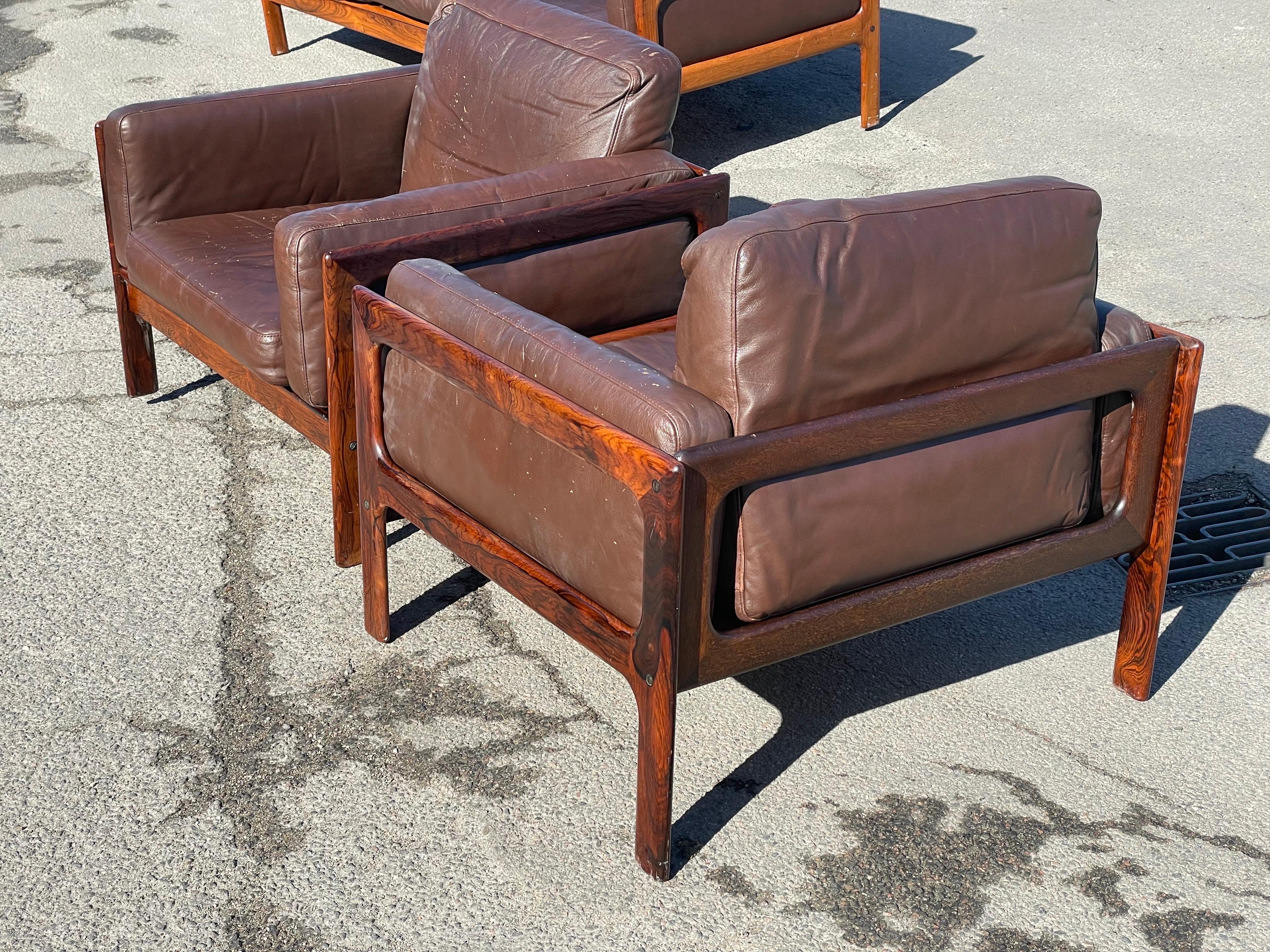 Late 20th Century H.W Klein for Komfort. A Mid-century Modern 1970s Danish Living Room Set. For Sale