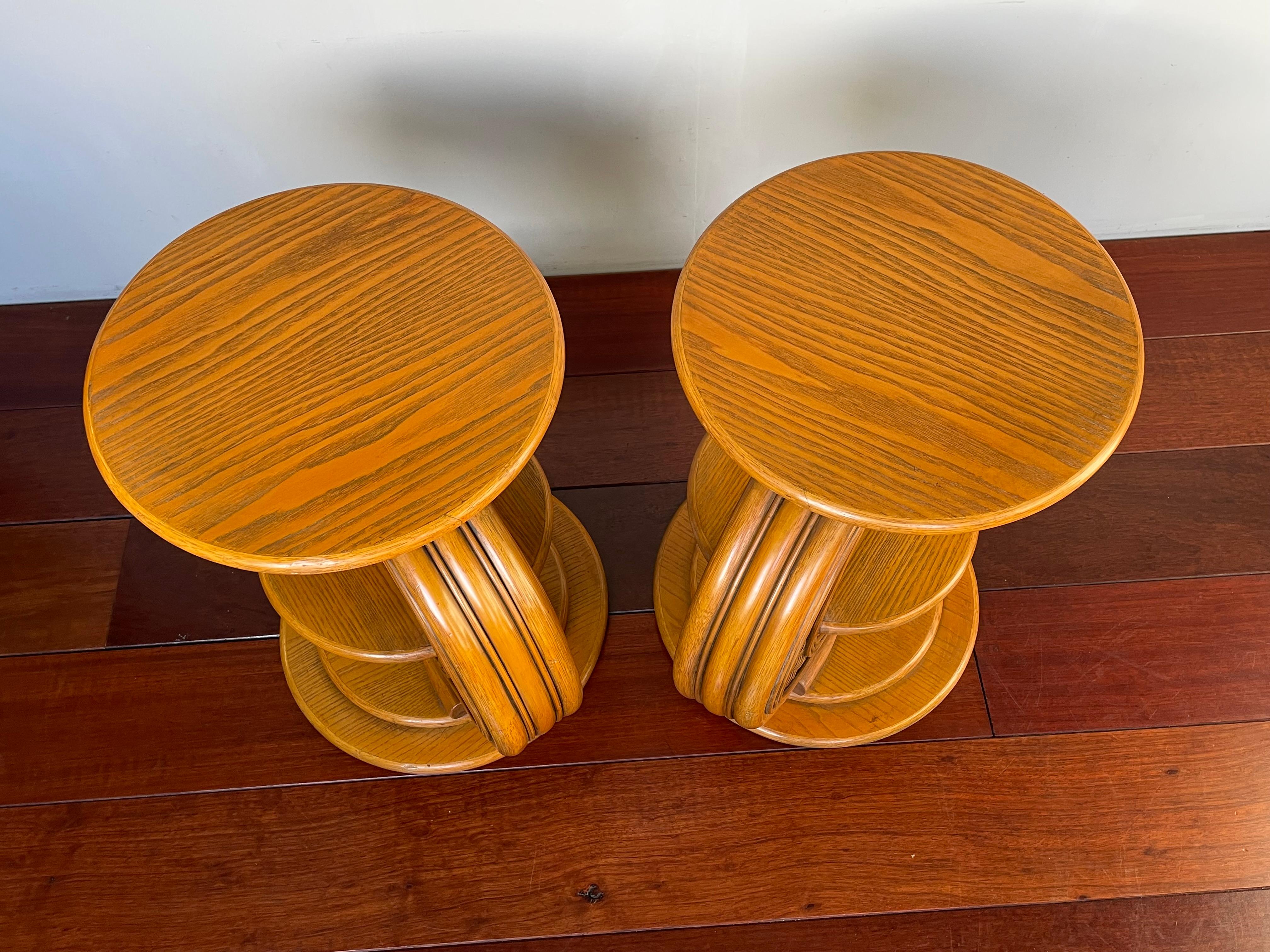 Stunning Midcentury Modern Design Pair of Near Mint Rattan End or Bedside Tables For Sale 6