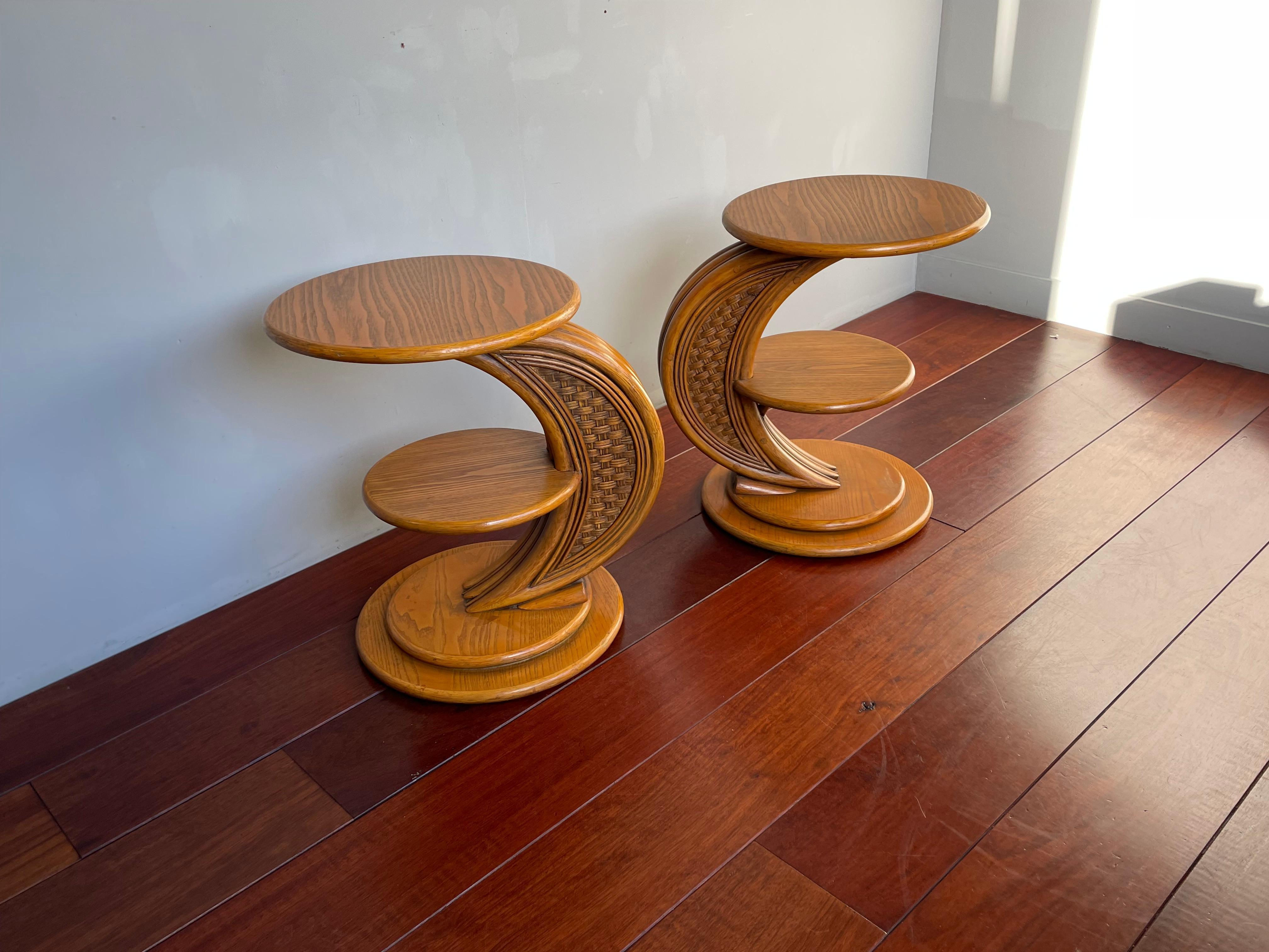 Superbe paire de tables de chevet ou d'appoint en rotin au design Modernity proche de la couleur de la menthe en vente 8