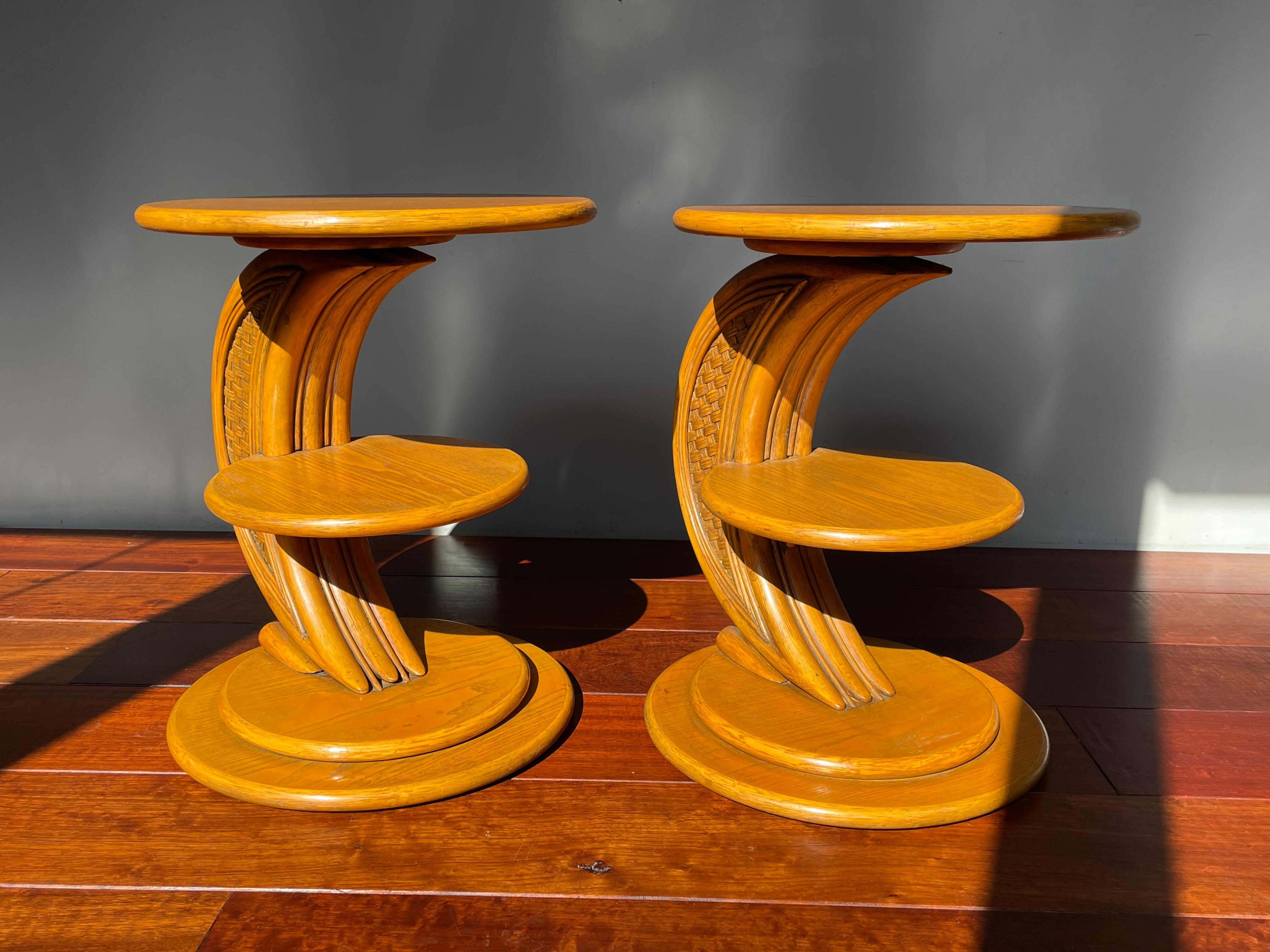 Stunning Midcentury Modern Design Pair of Near Mint Rattan End or Bedside Tables For Sale 12