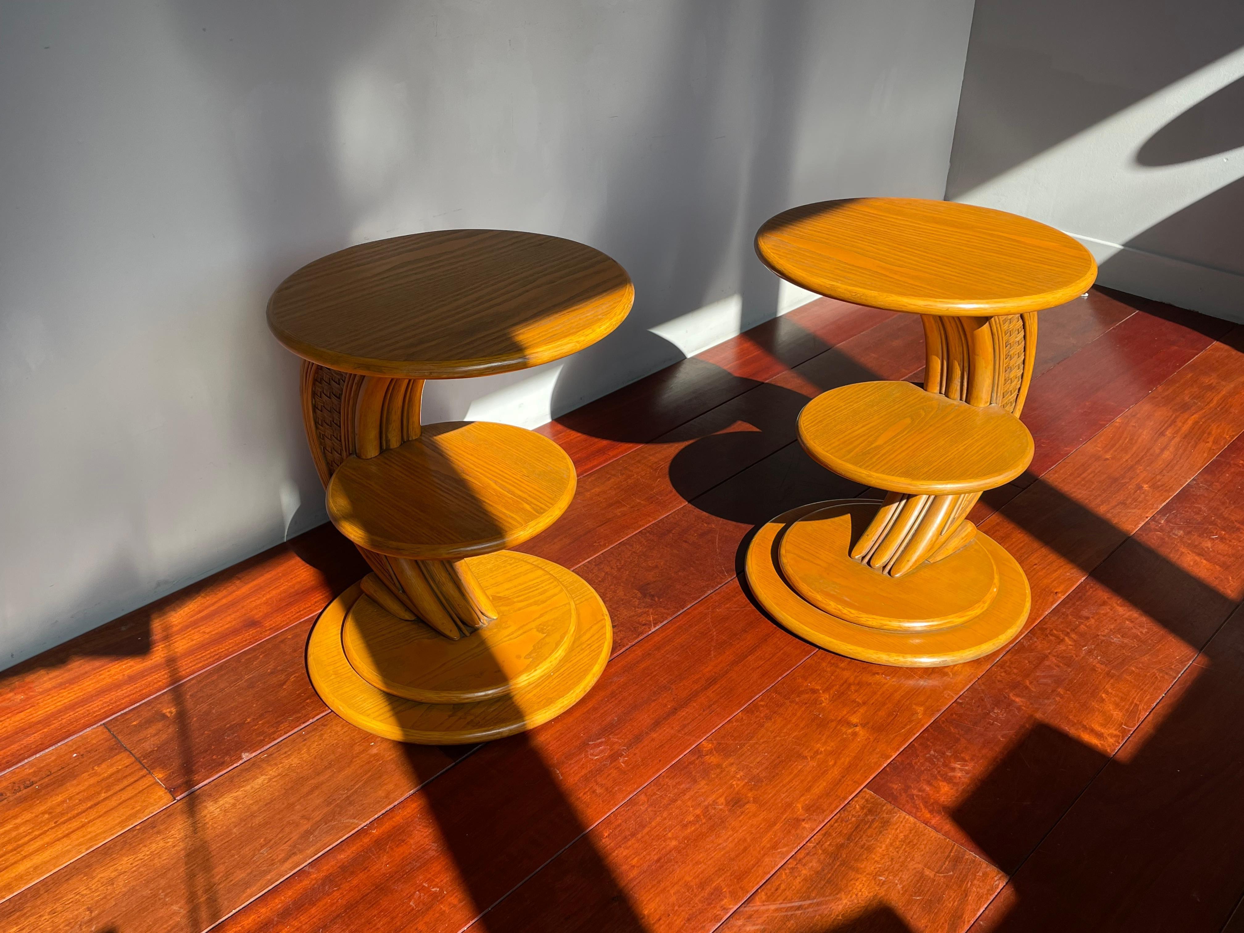 Bois Superbe paire de tables de chevet ou d'appoint en rotin au design Modernity proche de la couleur de la menthe en vente