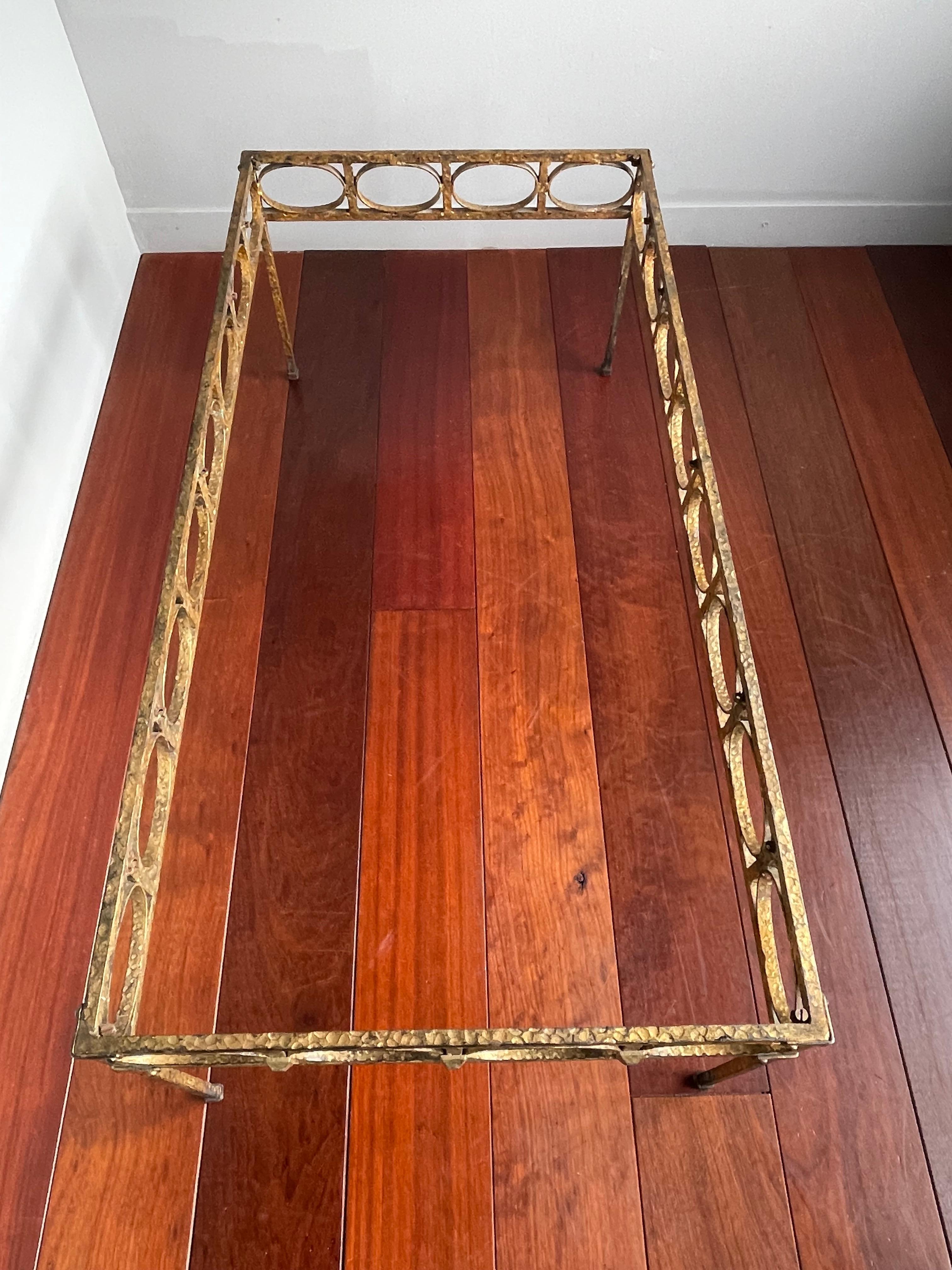 Stunning Midcentury Modern Gilt Wrought Iron Coffee Table Base by Ferro Art 1950 For Sale 3
