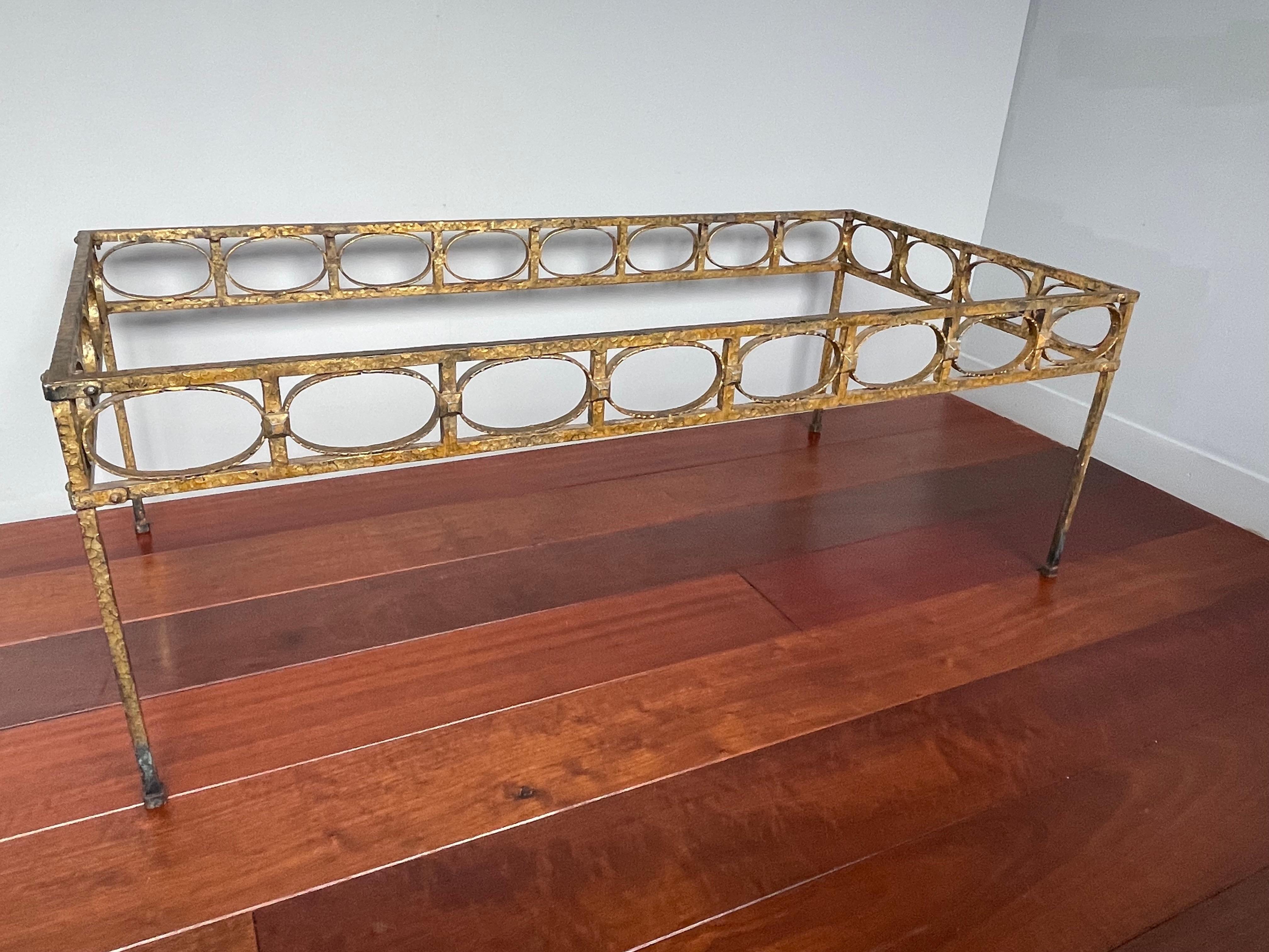 Stunning Midcentury Modern Gilt Wrought Iron Coffee Table Base by Ferro Art 1950 For Sale 6