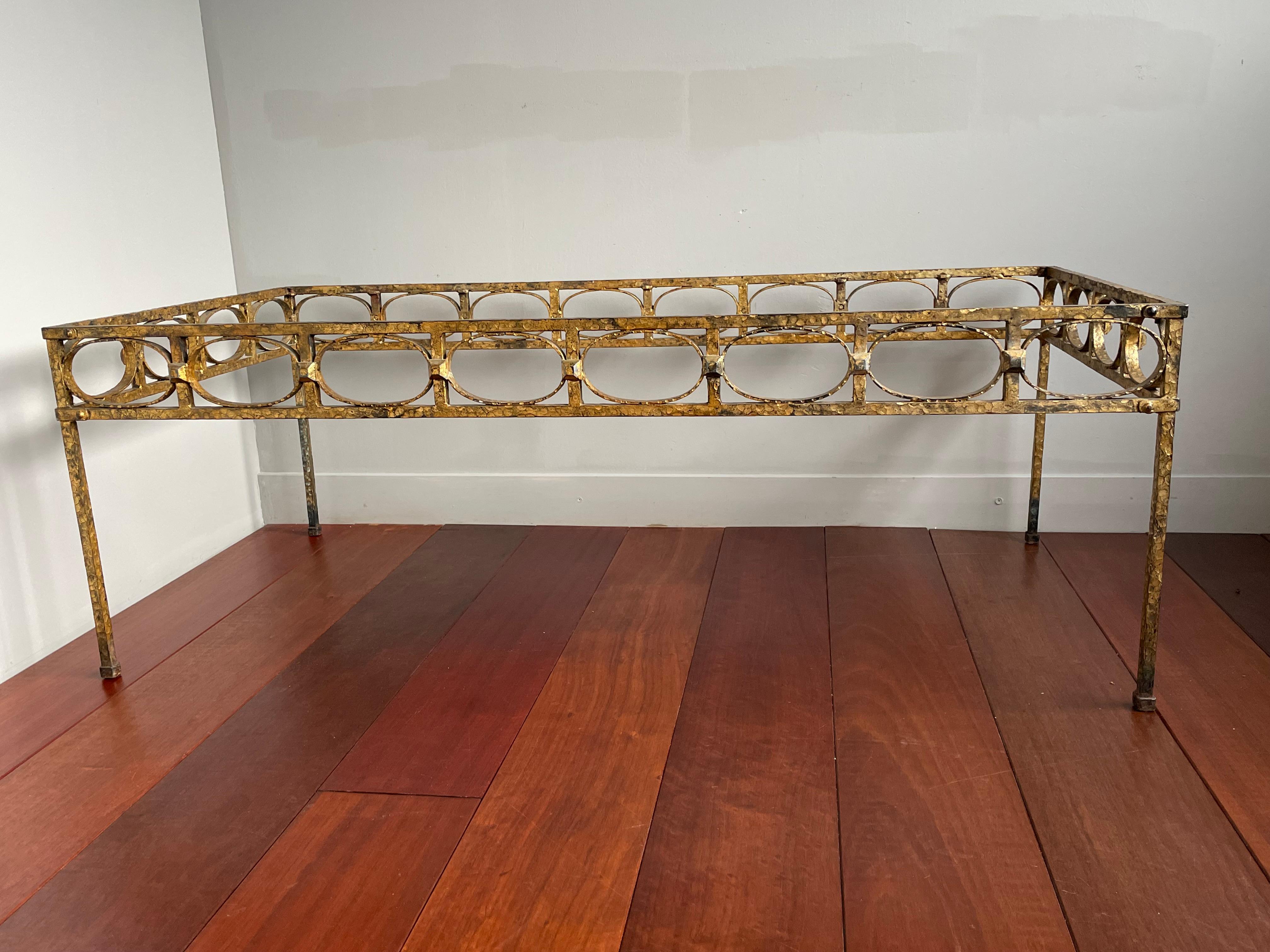 Stunning Midcentury Modern Gilt Wrought Iron Coffee Table Base by Ferro Art 1950 For Sale 7