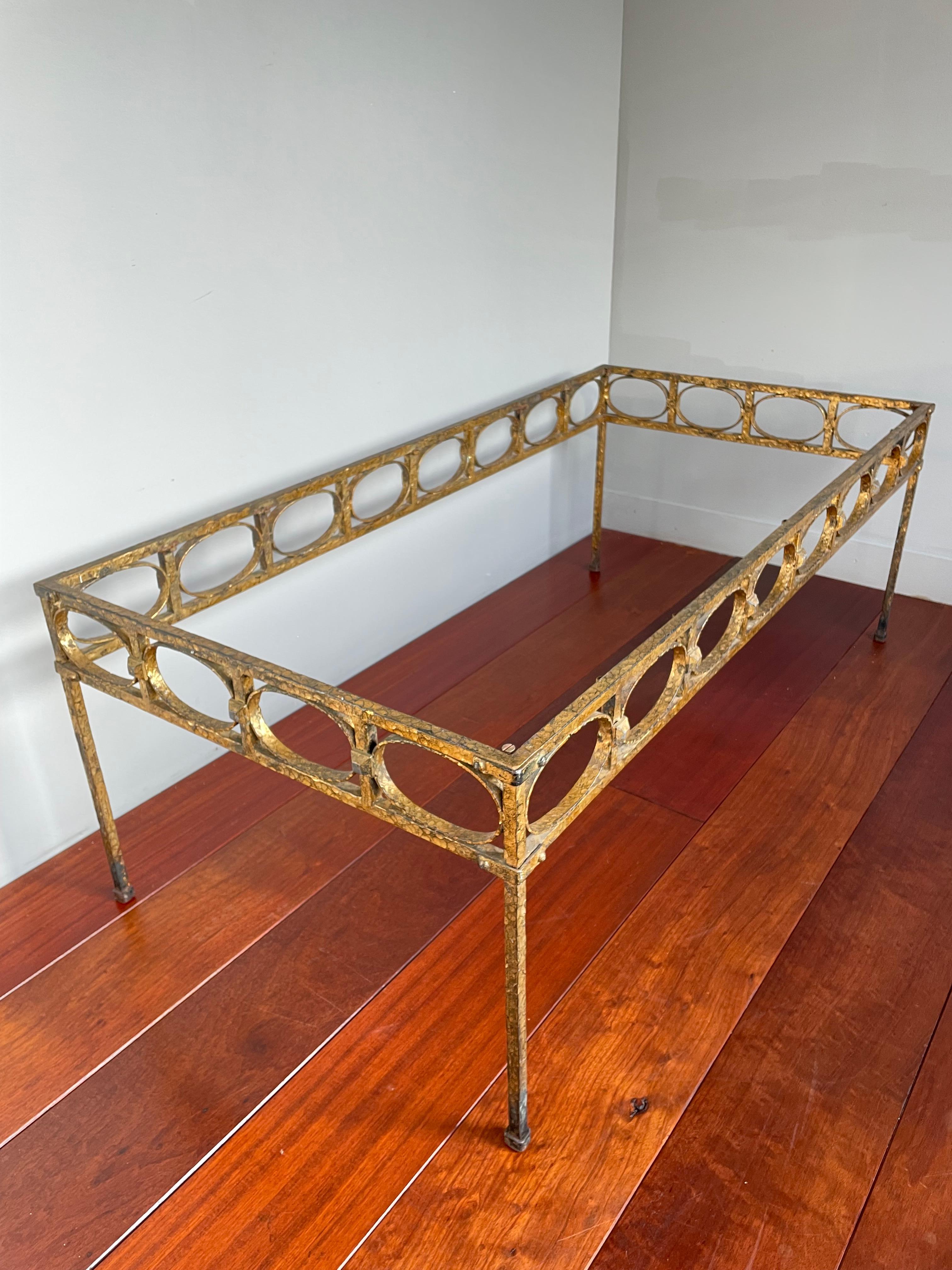 Stunning Midcentury Modern Gilt Wrought Iron Coffee Table Base by Ferro Art 1950 For Sale 9