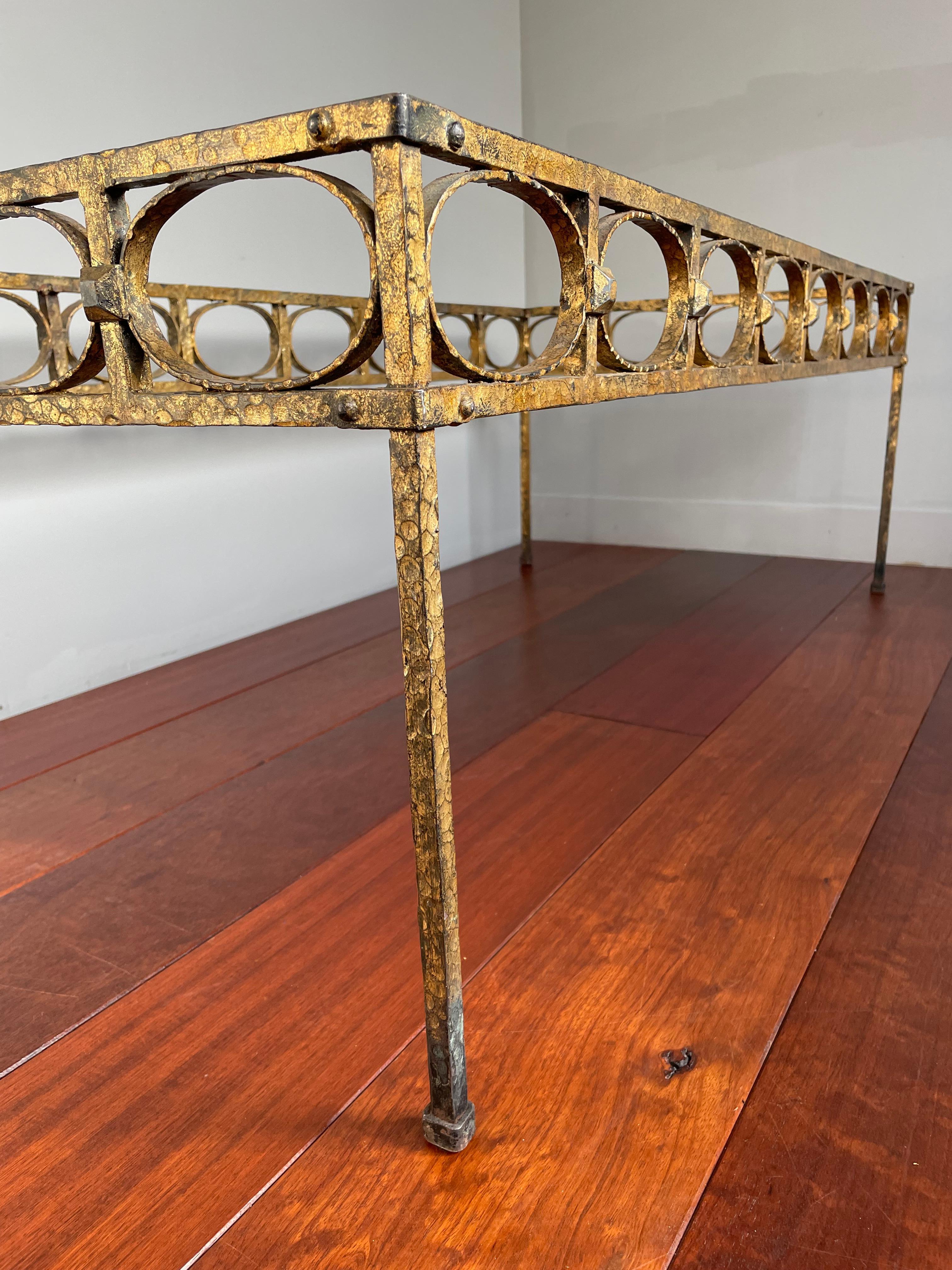 Stunning Midcentury Modern Gilt Wrought Iron Coffee Table Base by Ferro Art 1950 For Sale 10