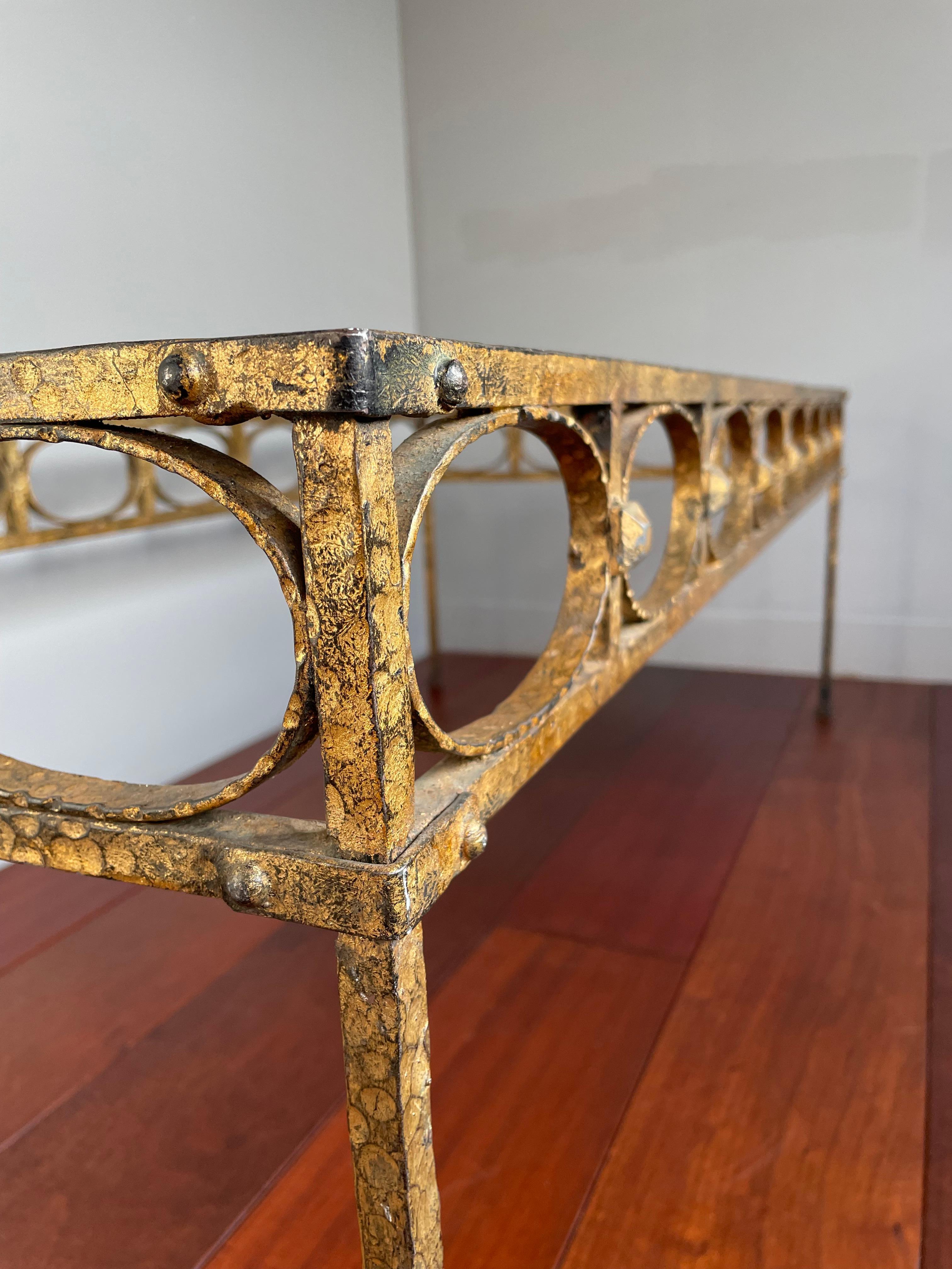 Stunning Midcentury Modern Gilt Wrought Iron Coffee Table Base by Ferro Art 1950 For Sale 11
