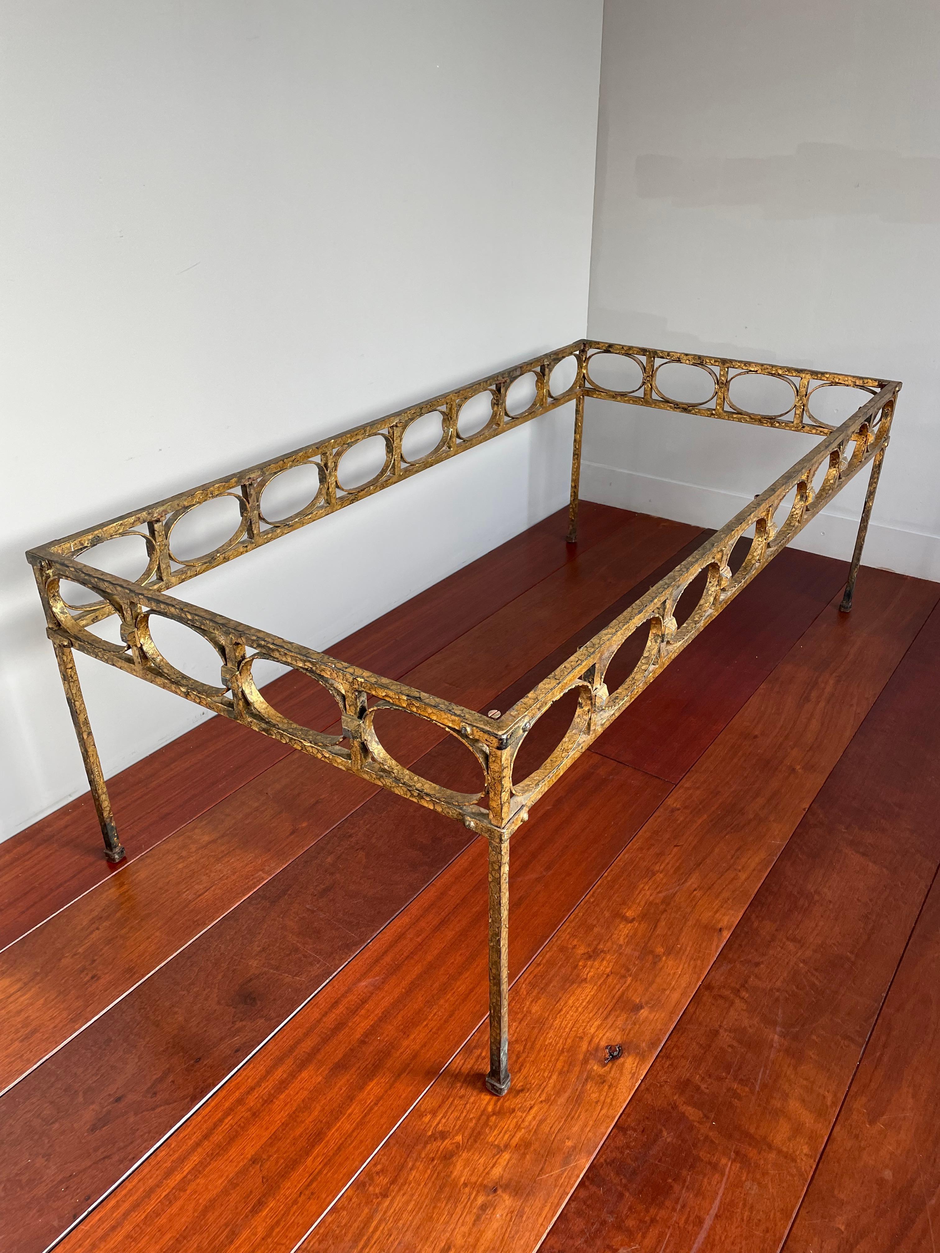 Stunning Midcentury Modern Gilt Wrought Iron Coffee Table Base by Ferro Art 1950 For Sale 12