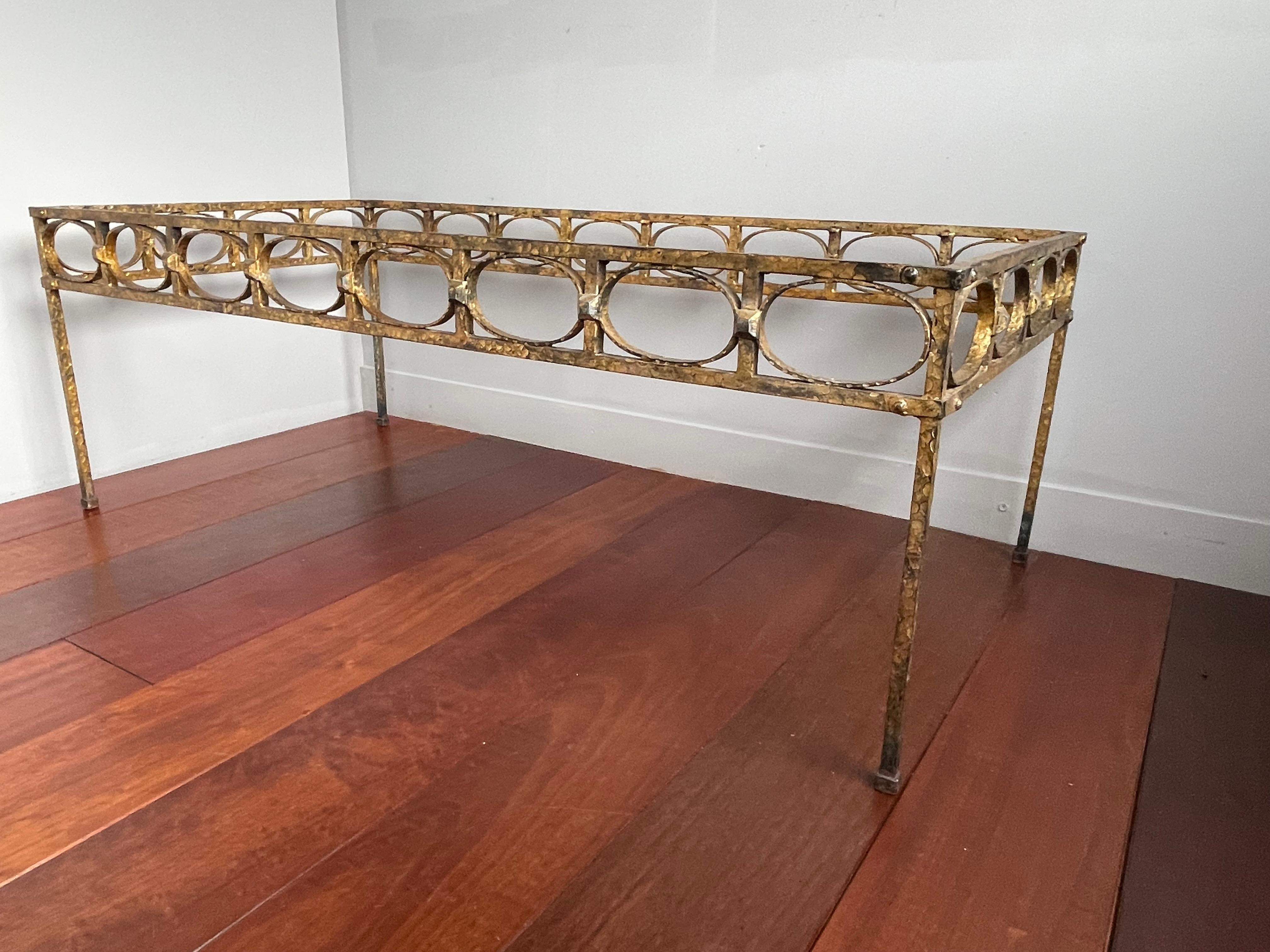 Stunning Midcentury Modern Gilt Wrought Iron Coffee Table Base by Ferro Art 1950 For Sale 13