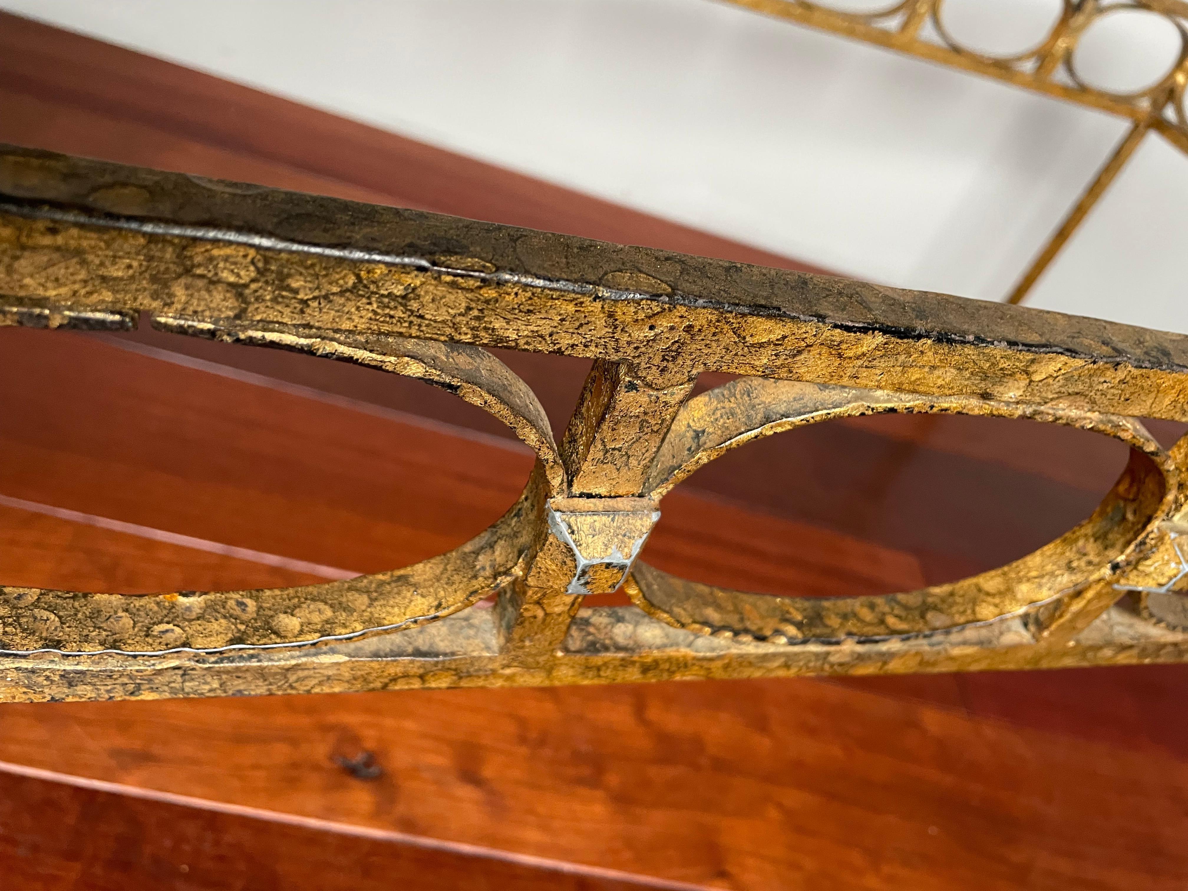 Spanish Stunning Midcentury Modern Gilt Wrought Iron Coffee Table Base by Ferro Art 1950 For Sale