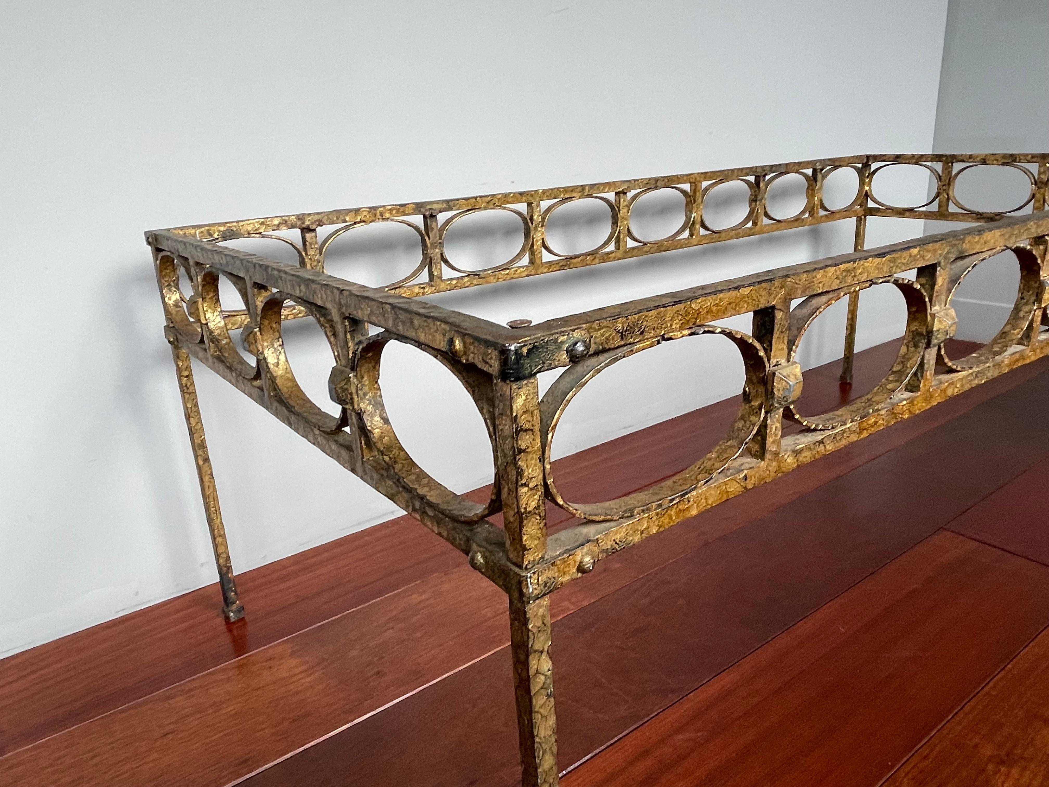 20th Century Stunning Midcentury Modern Gilt Wrought Iron Coffee Table Base by Ferro Art 1950 For Sale