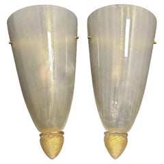 Stunning MidCentury Pair of Large Monumental Sconces Lights by Barovier and Toso
