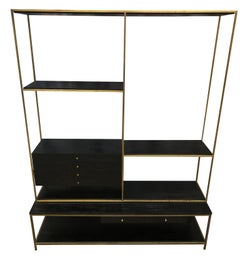 Stunning Midcentury Paul McCobb Calvin Irwin Brass Room Divider Shelf Wall Unit