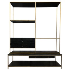 Paul McCobb Calvin Irwin Brass Room Divider Shelf Wall Unit de style Midcentury