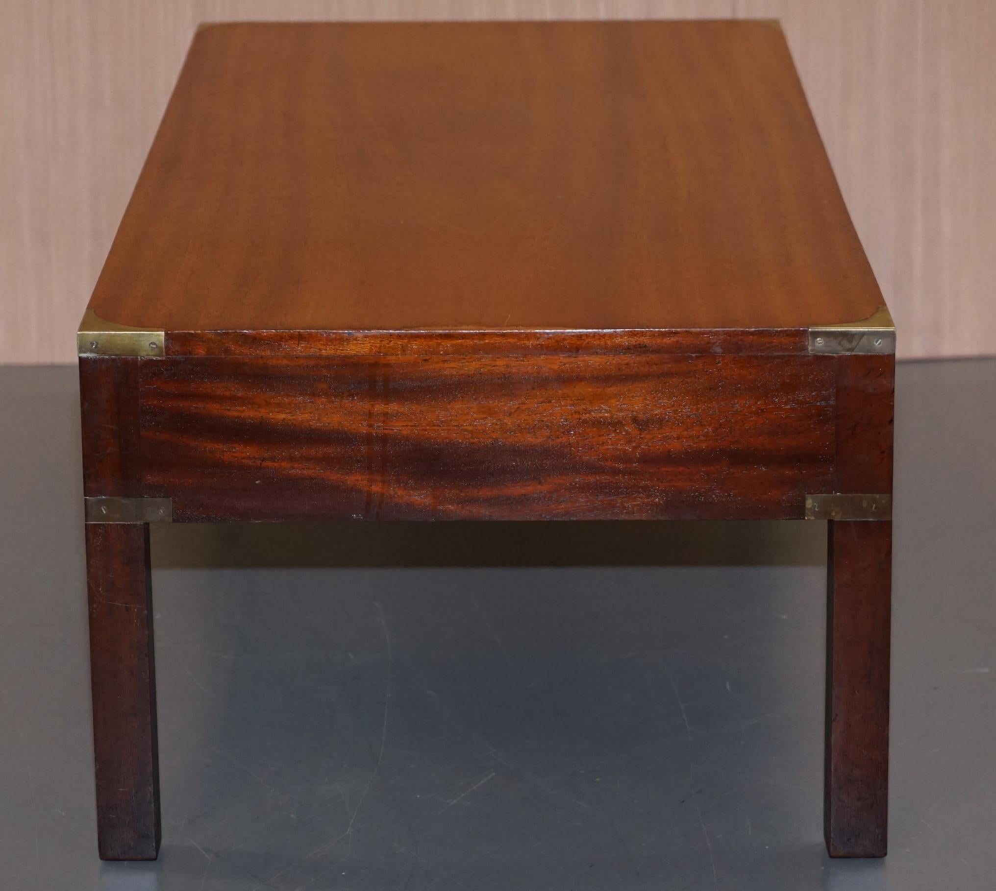 Stunning Military Campaign Coffee Table in Solid Mahogany with Large Drawers 5