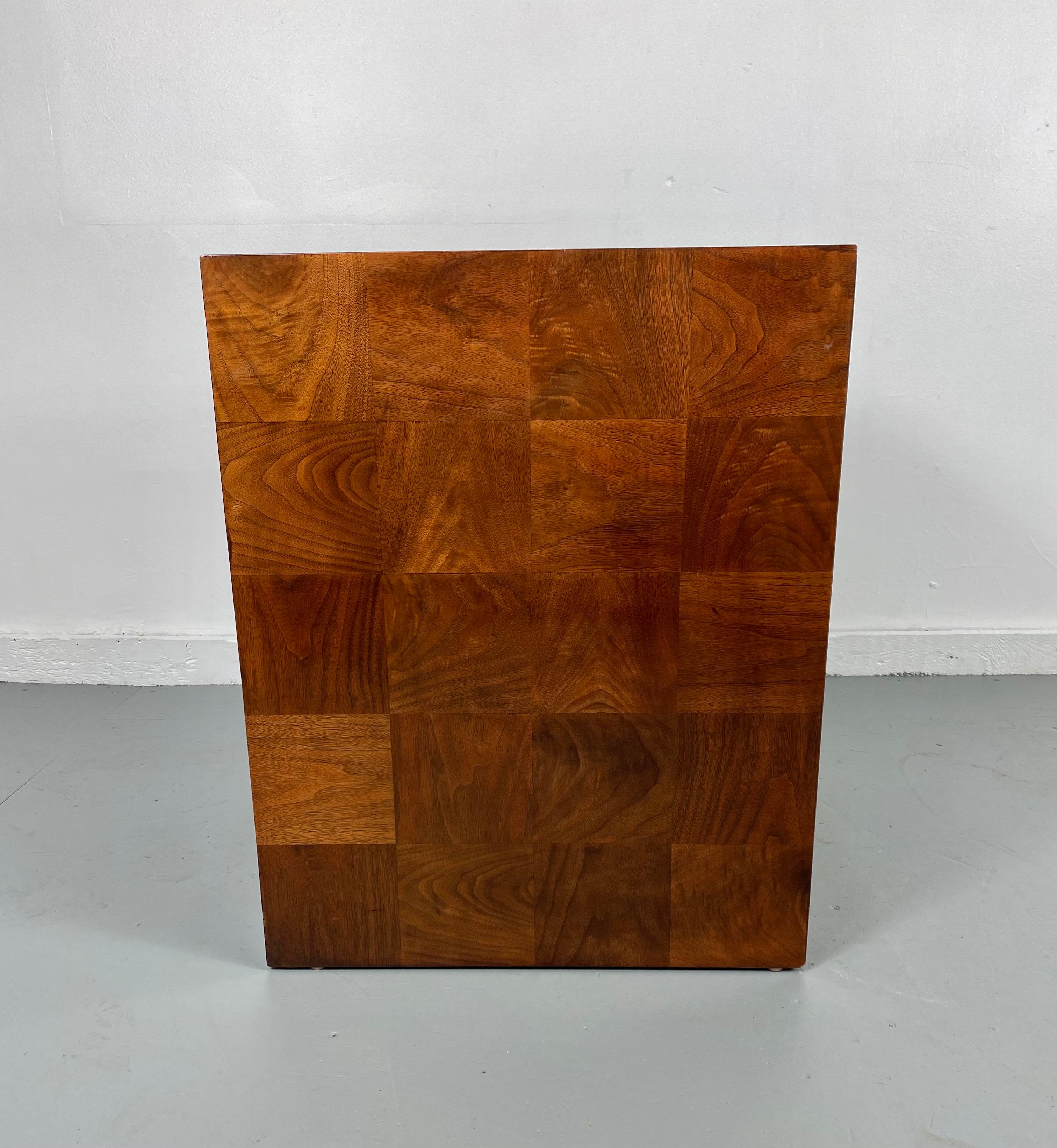 Lacquered Stunning Milo Baughman Patch Work Cube Table / Pedestal