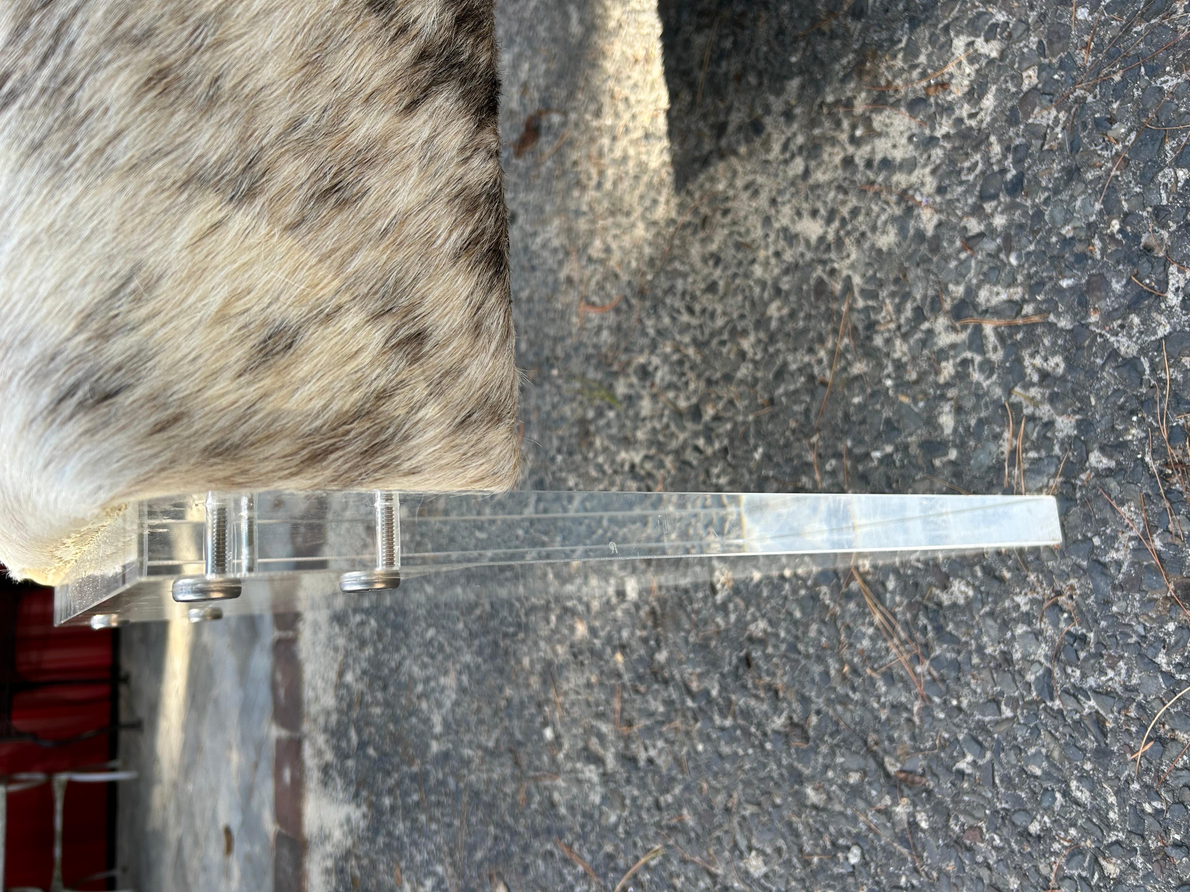 Superbe banc moderne en cuir de vache épais Lucite de style Milo Baughman en vente 3