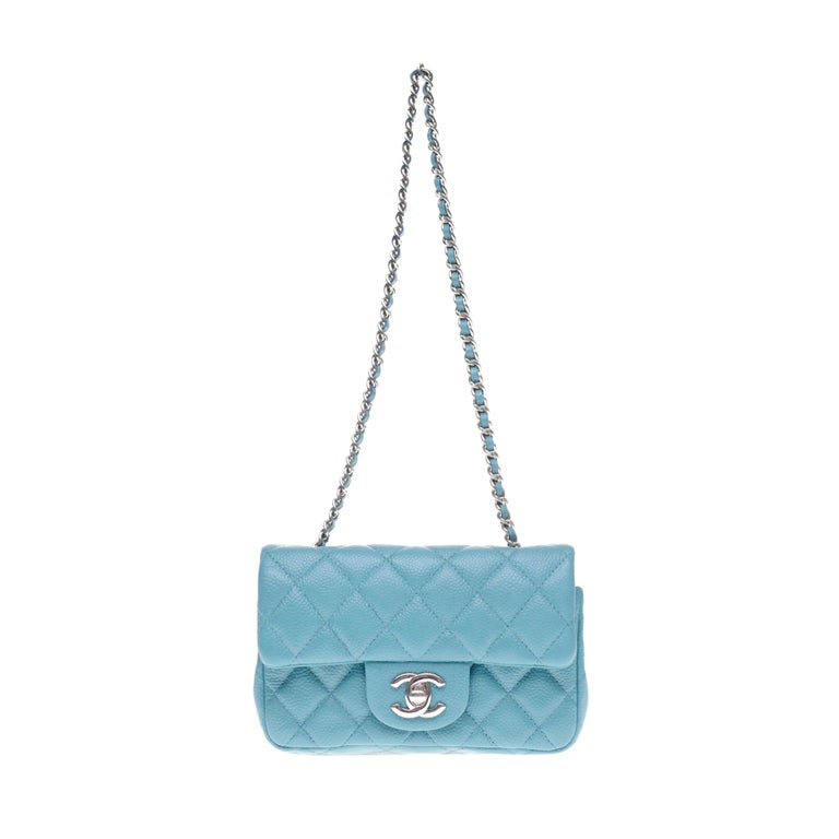 Chanel Turquoise Python New Mini Classic Single Flap Bag Chanel