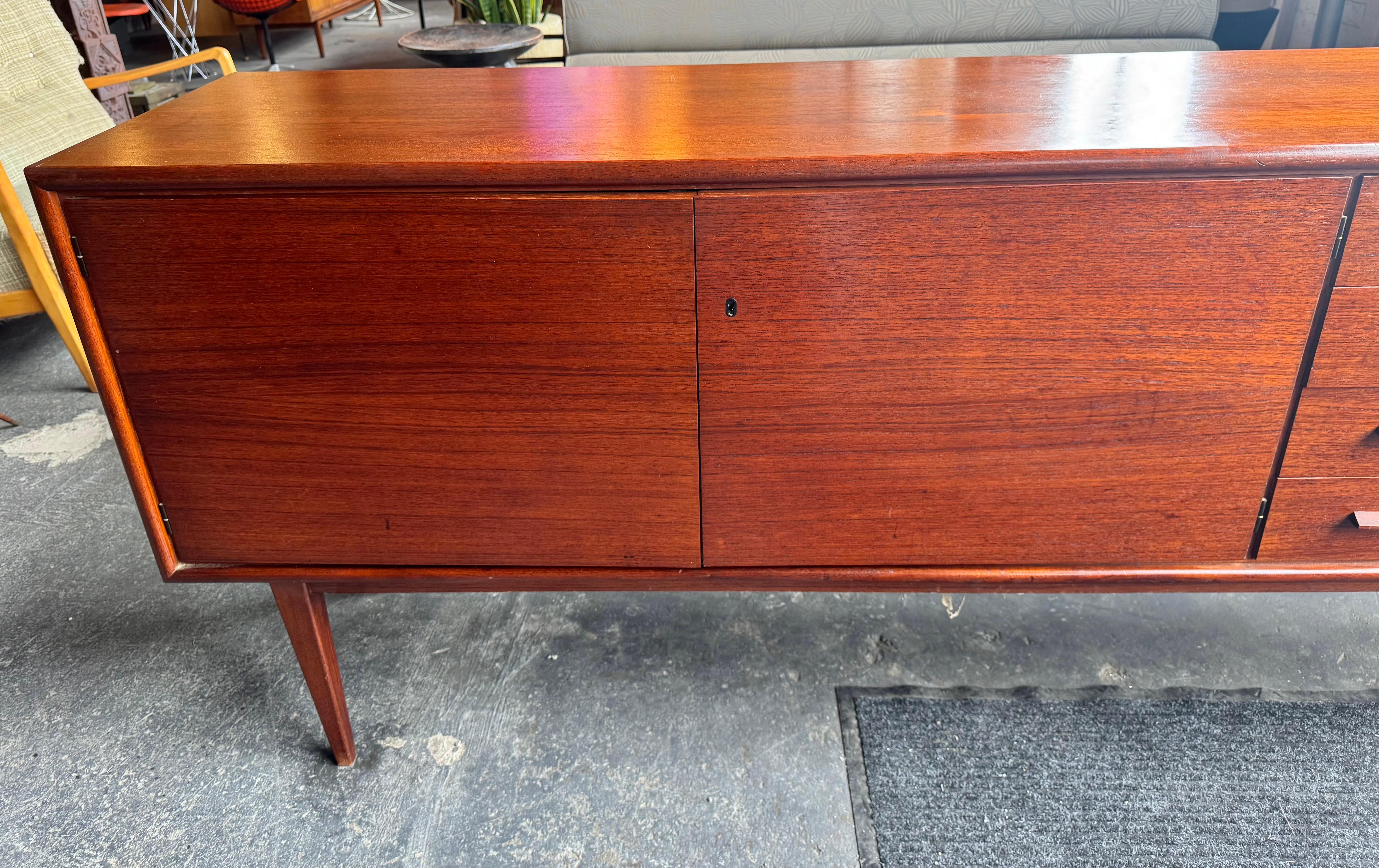 German Stunning Minimalist Teak & Maple Credenza by Helmut Magg for WK Möbel, 1950s For Sale