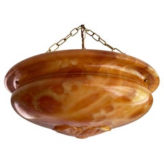 Stunning & Mint Antique Alabaster Pendant / Chandelier 'Fifty Shades of Amber'