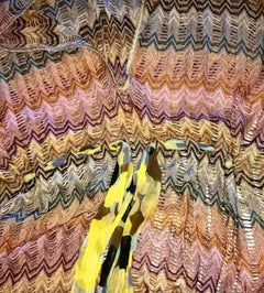 Stunning Missoni Gold Metallic Crochet  Maxi Knit Kaftan Tunic Dress