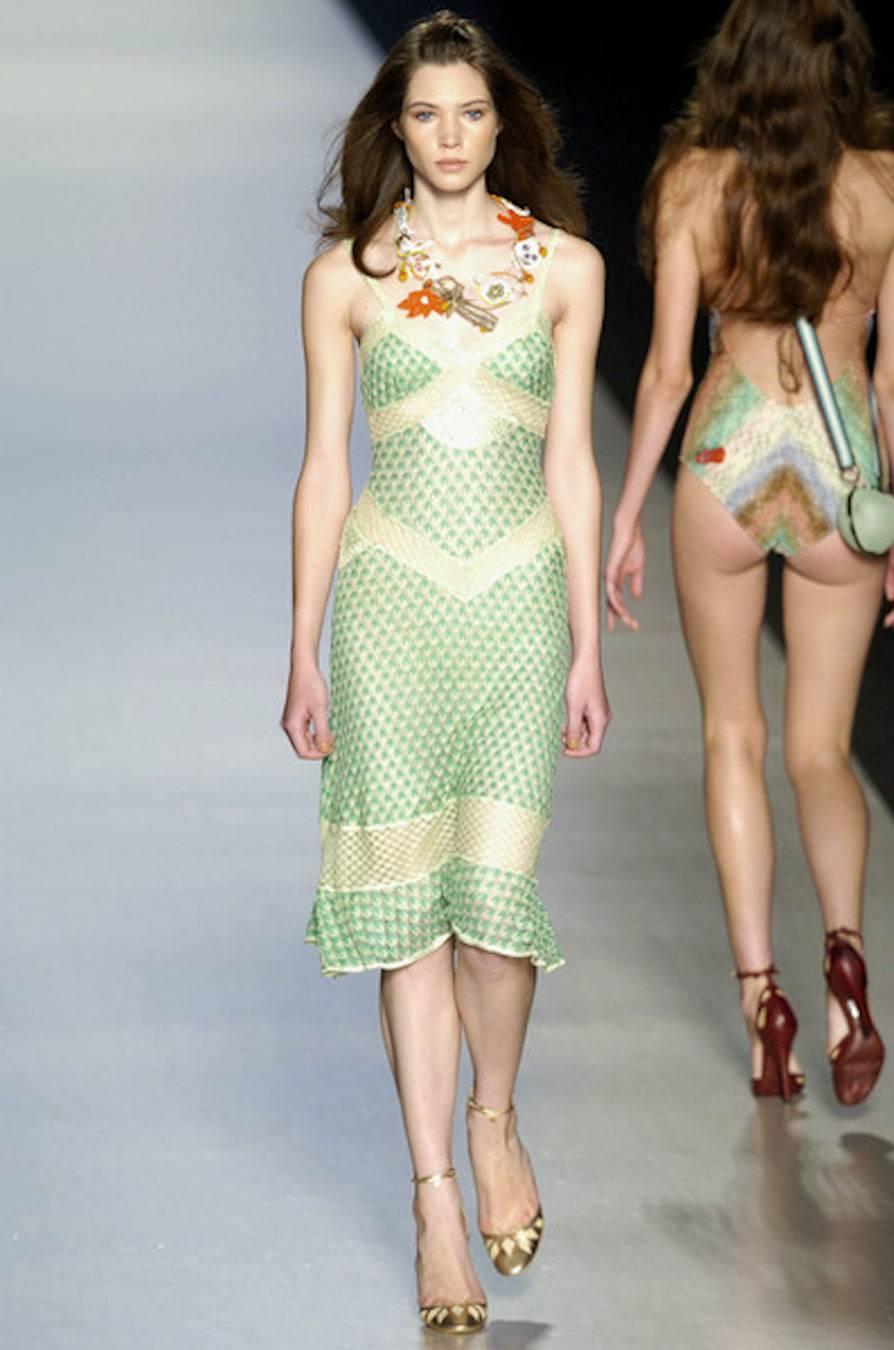 Stunning Missoni Lime Crochet Knit Top Skirt Suit Ensemble as Dress 2