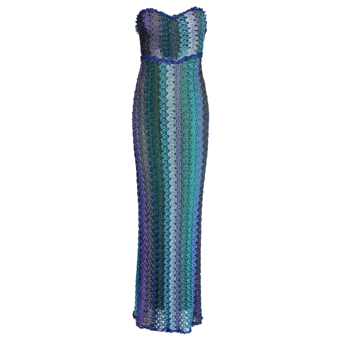 NEW Missoni Strapless Crochet Knit Lurex Evening Gown Maxi Dress