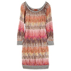 Stunning Missoni Multicolor Signature Chevron Crochet Knit Dress