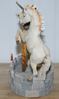 Stunning Model of Queen Elizabeth II's Heraldic Crest Lion Unicorn Rare Statue