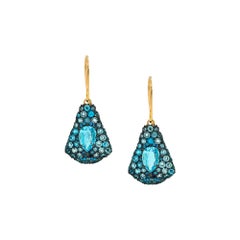 Stunning Modern Aquamarine and Sapphire Earrings