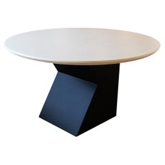 Stunning Modern Custom Contemporary Round Natural Top Angular Base Dining Table 