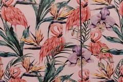 Stunning Modern Custom Sideboard / Cabinet with a Pink Tropical Flamingos