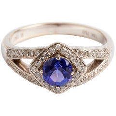 Stunning Modern Tanzanite and Diamond Dress Ring, Hallmarked London 2015