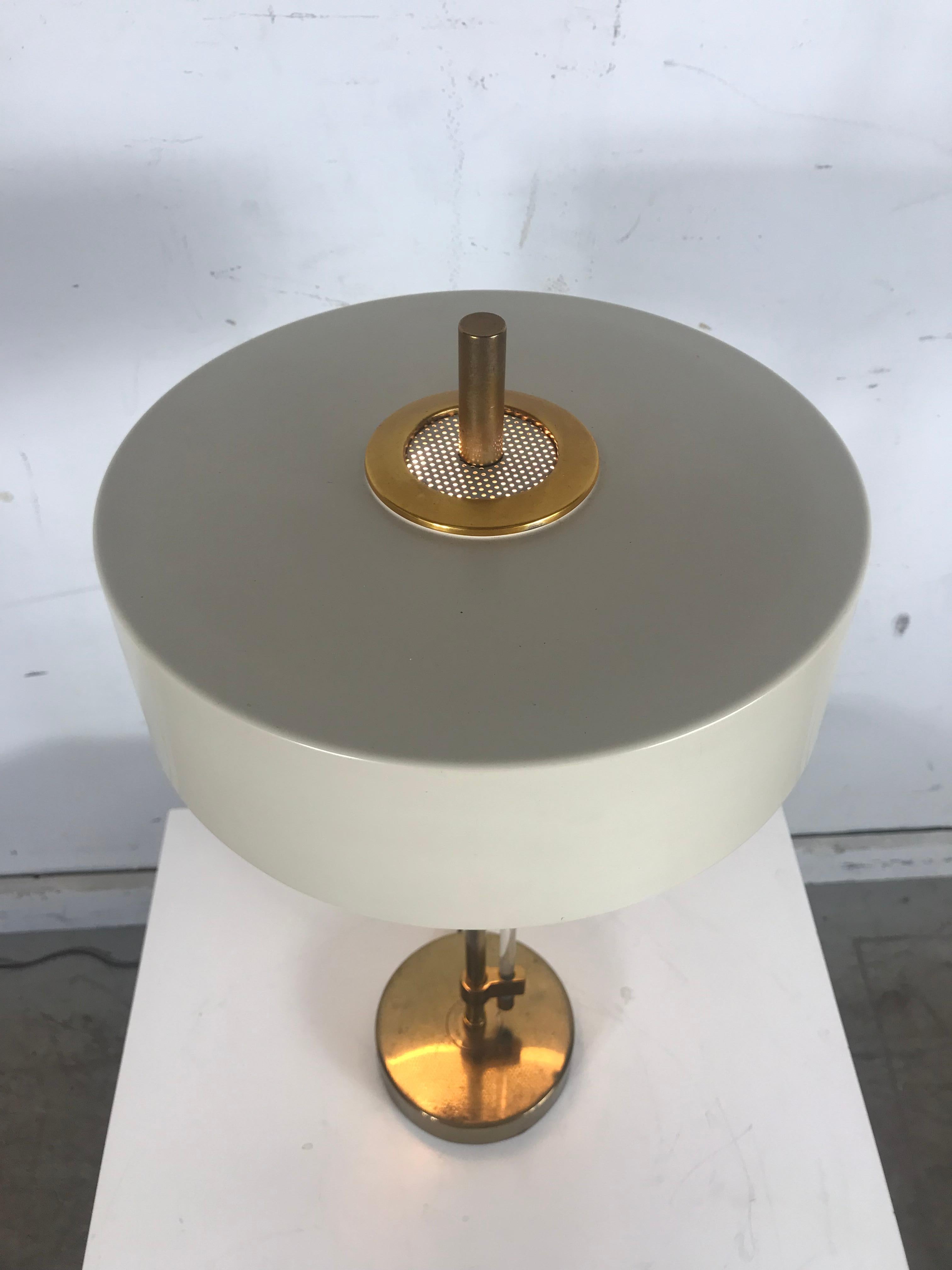 Mid-20th Century Stunning Modernist Brass, Painted Metal and Lucite Lamp by Mutual Sunset Lamp Co