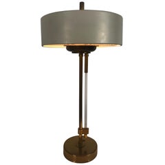 Stunning Modernist Brass, Painted Metal and Lucite Lamp by Mutual Sunset Lamp Co