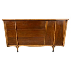 Stunning Modernist Figured Walnut and Oak Dresser by Tri-Bond Furniture